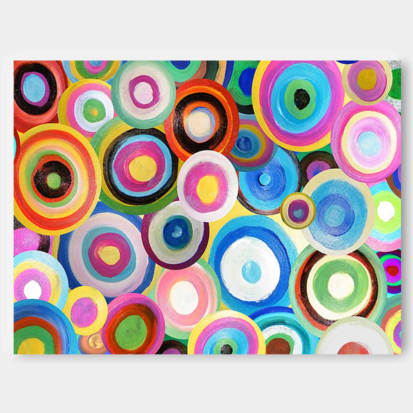 Cosmic Circles - Vibrant Retro Wall Art, Colorful Abstract Circle Painting