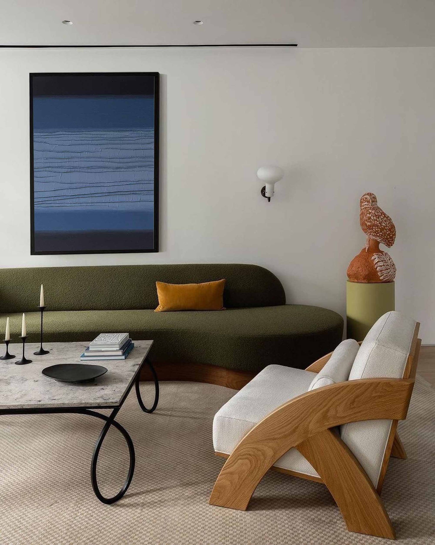 Deep Horizons - Textured Blue and Black Art in Minimalist Style