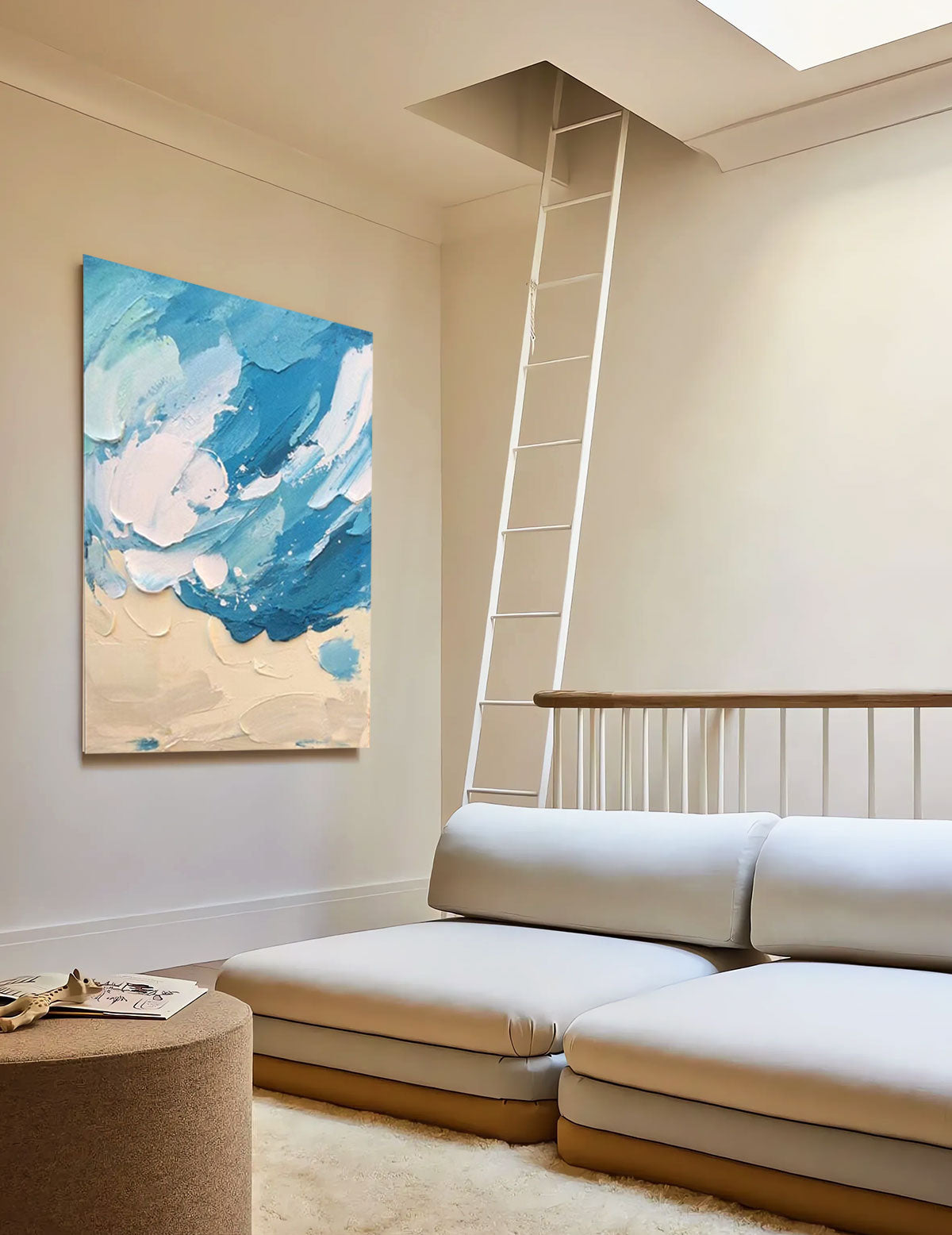 Ocean Crest - Blue Wave Wall Art Textured Coastal Canvas