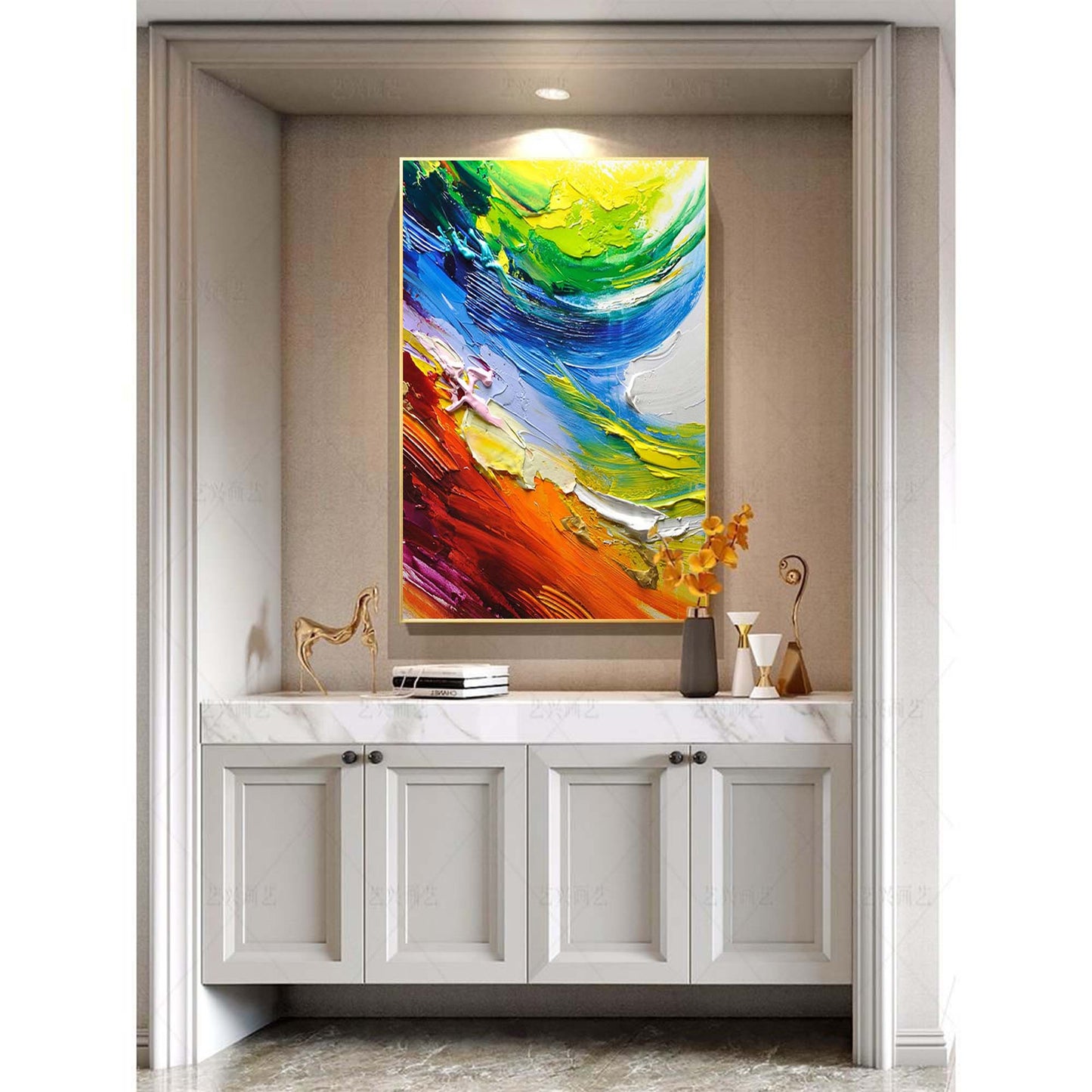 Spectrum Swirl - Colorful Abstract Painting Palette Knife Canvas