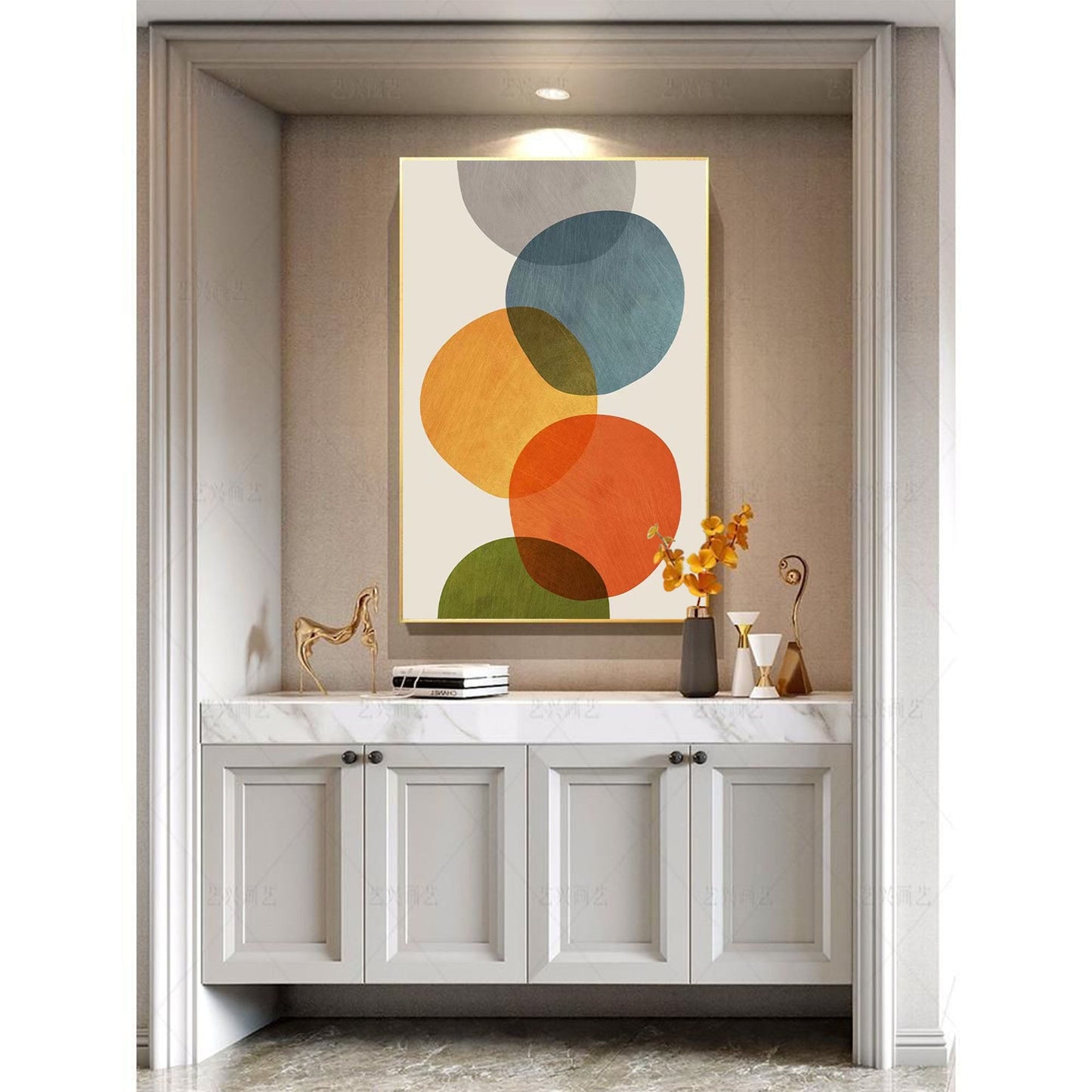 Overlapping Circles - Mid Century Modern Wall Art Canvas Print