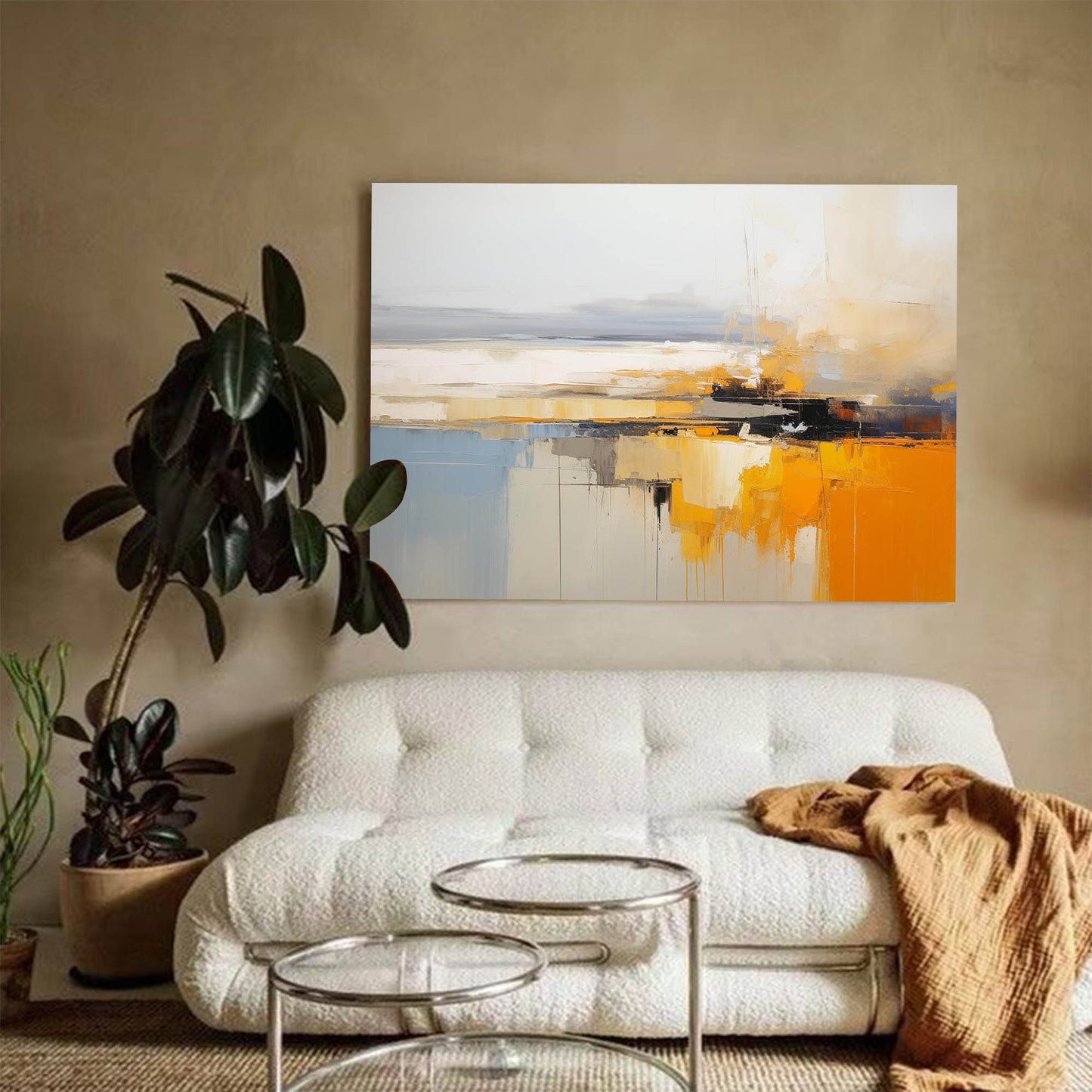 Horizon Block - Orange Wall Art Abstract Landscape Canvas