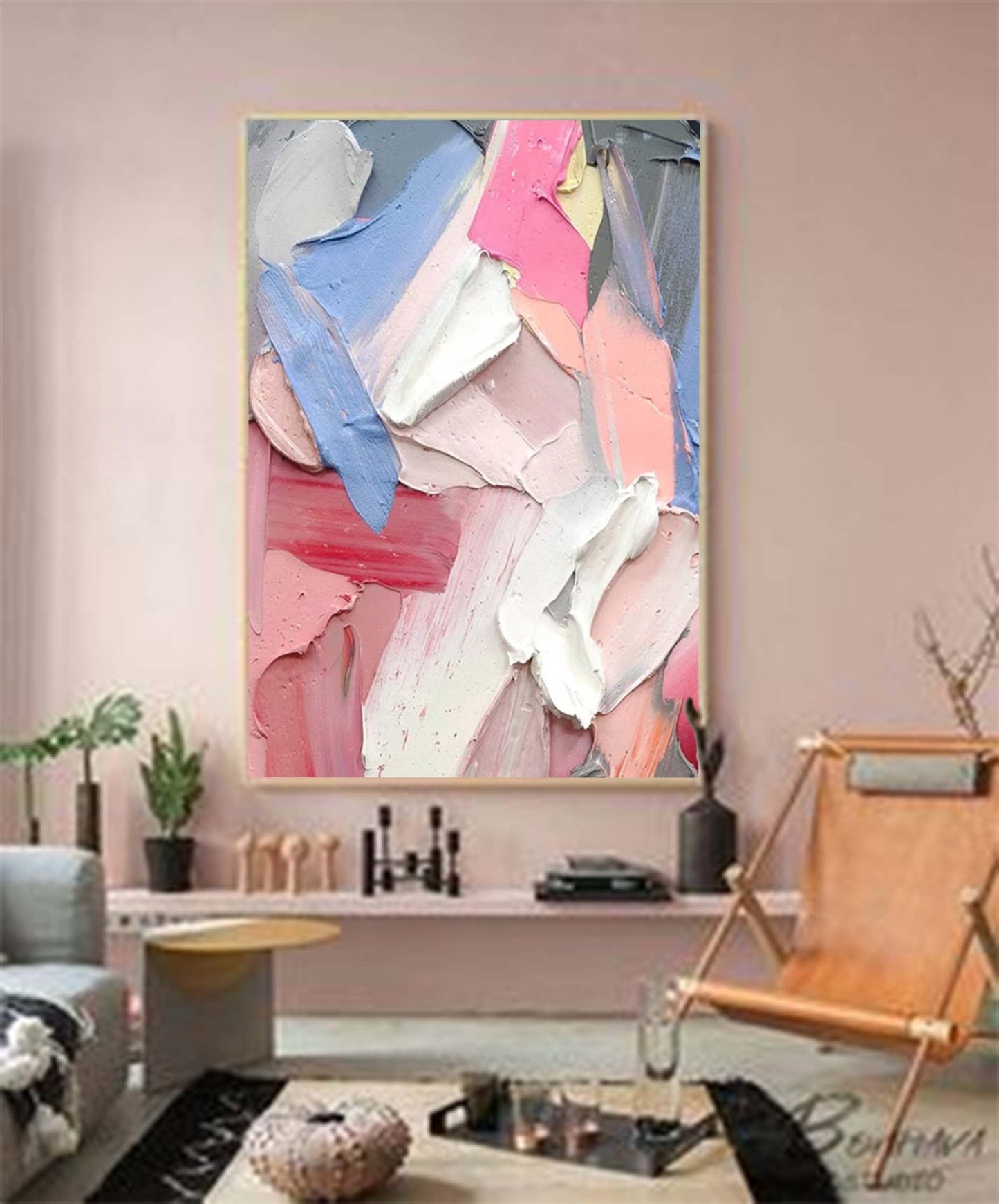 Pastel Layers - Abstract Canvas Painting Textured Impasto Art