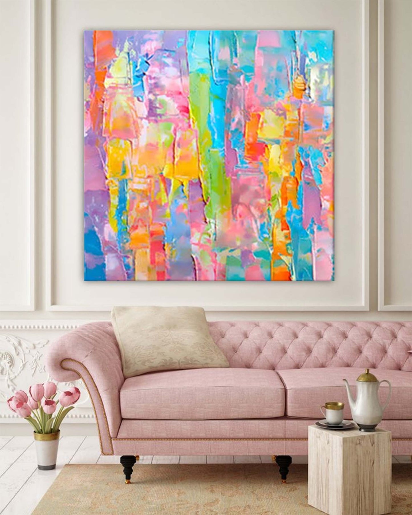 Spectrum Joy - Rainbow Wall Art Colorful Abstract Canvas Painting