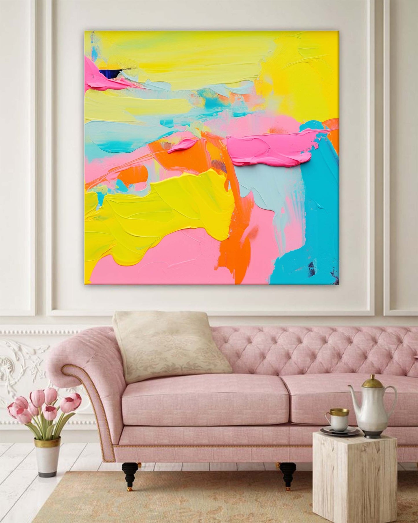 Summer Fiesta - Bright and Happy Abstract Painting with Heavy Texture
