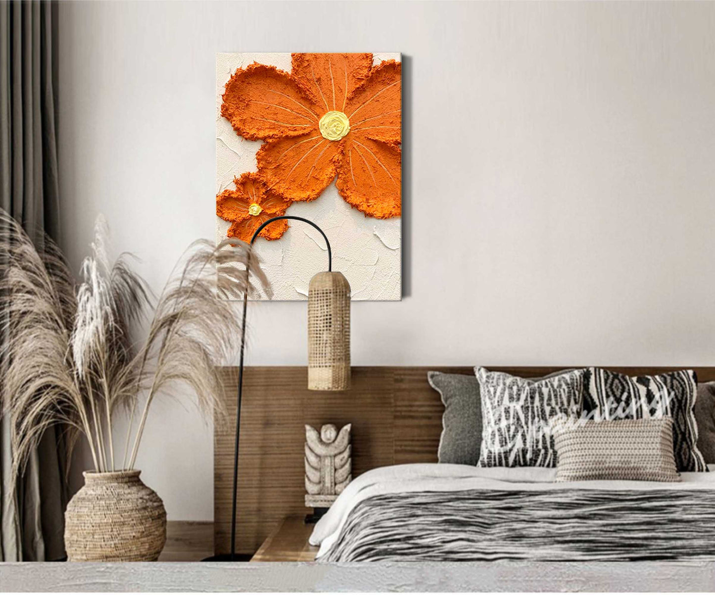 Marigold Bloom - Burnt Orange and White Abstract Orange Painting