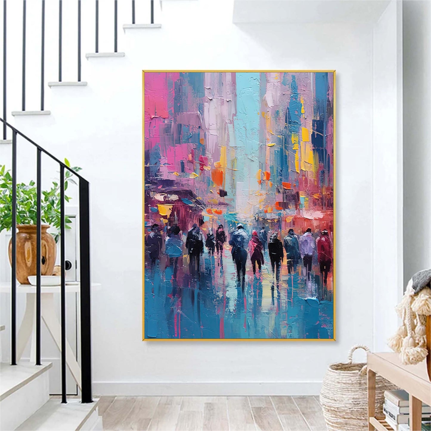 Rainy Metropolis - Cityscape Wall Art Colorful Abstract Canvas