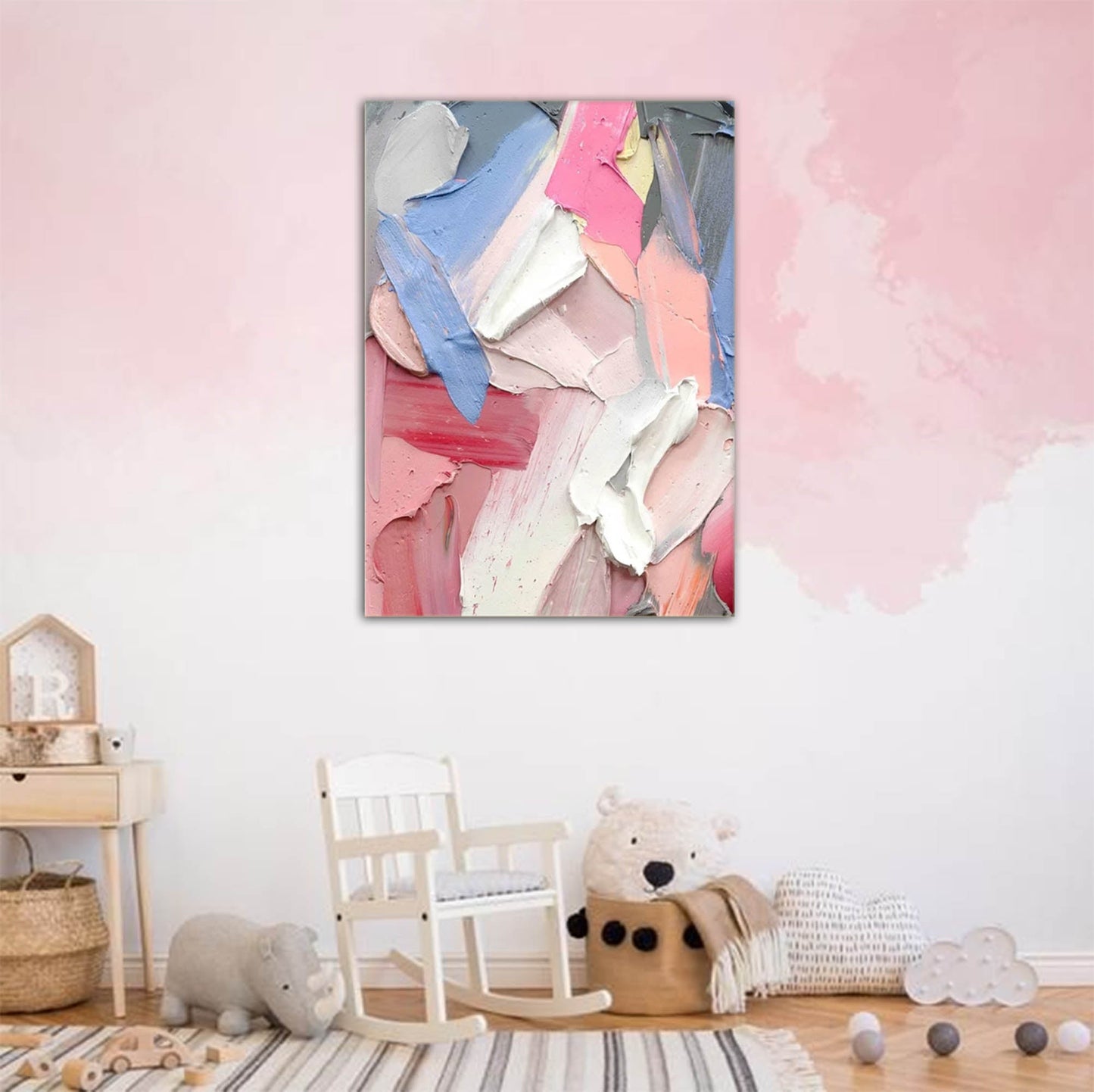 Pastel Layers - Abstract Canvas Painting Textured Impasto Art