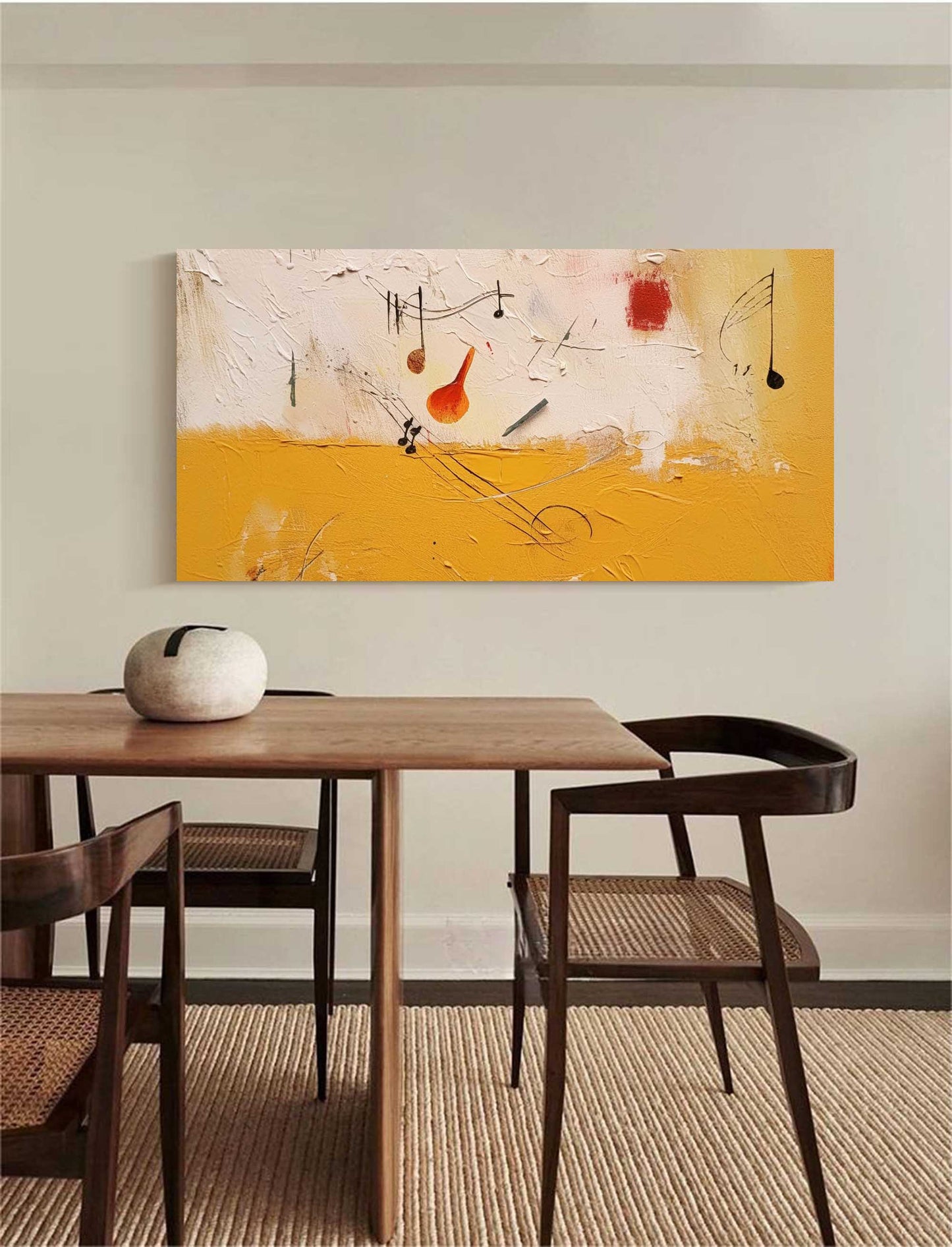 Golden Harmony - Textured Abstract Music Painting
