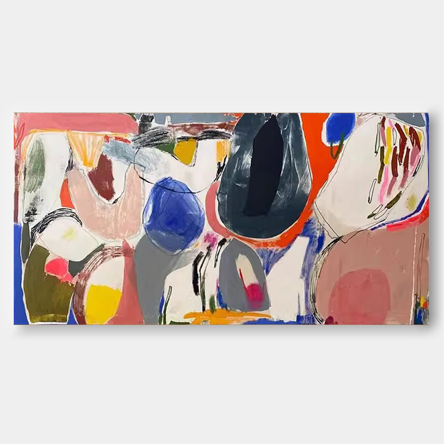 Eclectic Forms - Horizontal Wall Art Colorful Abstract Canvas