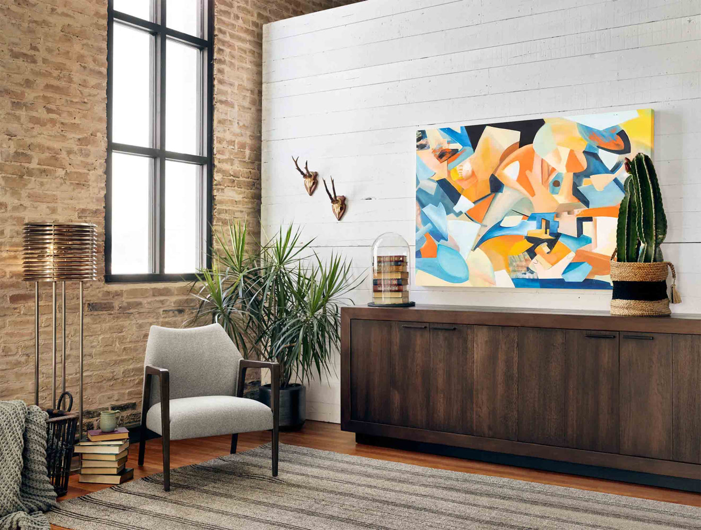 Geometric Energy - Modern Abstract Art Colorful Cubist Canvas