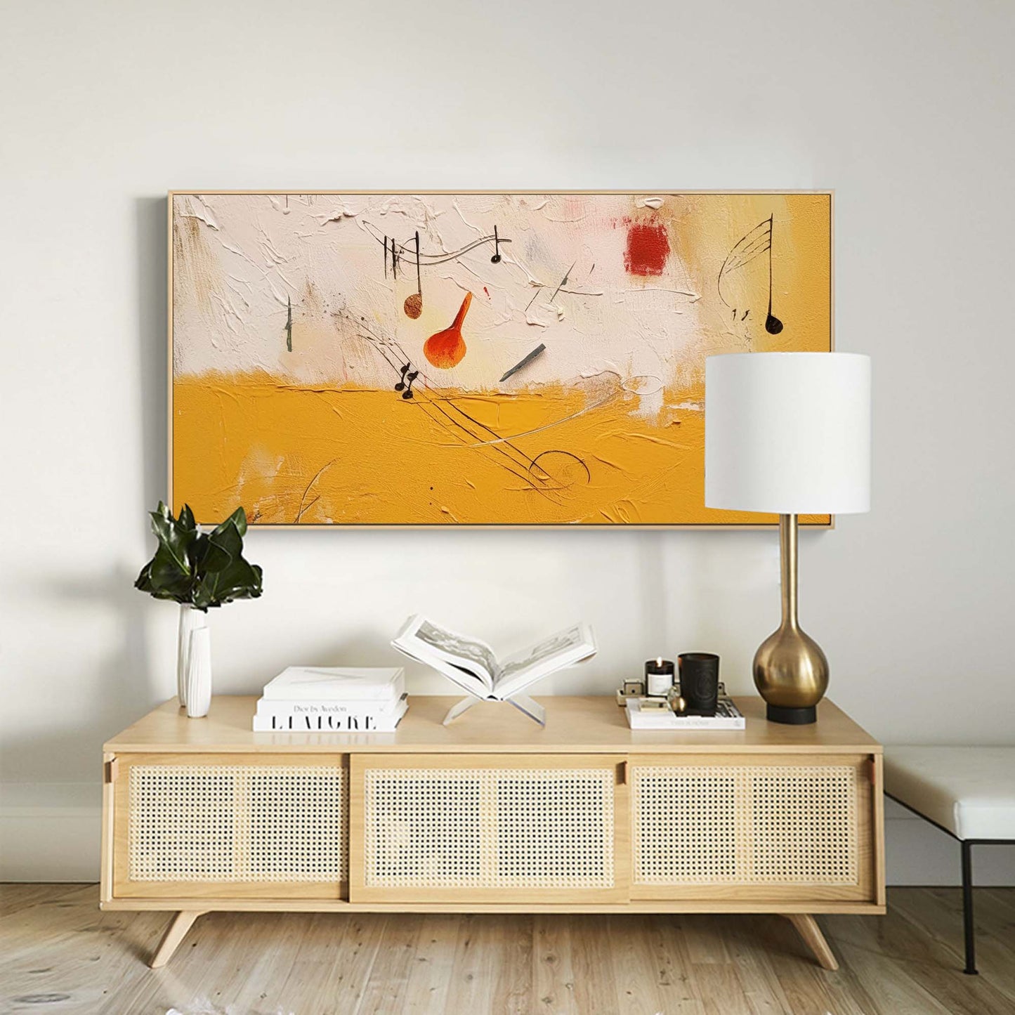Golden Harmony - Textured Abstract Music Painting