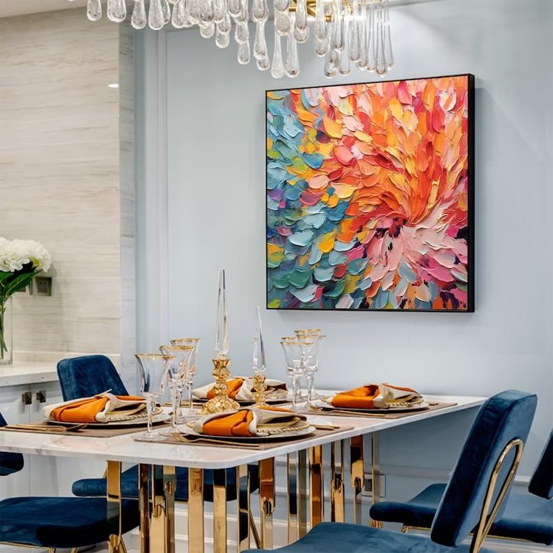 Solar Flare - Vibrant Textured Colorful Art with Impasto Strokes