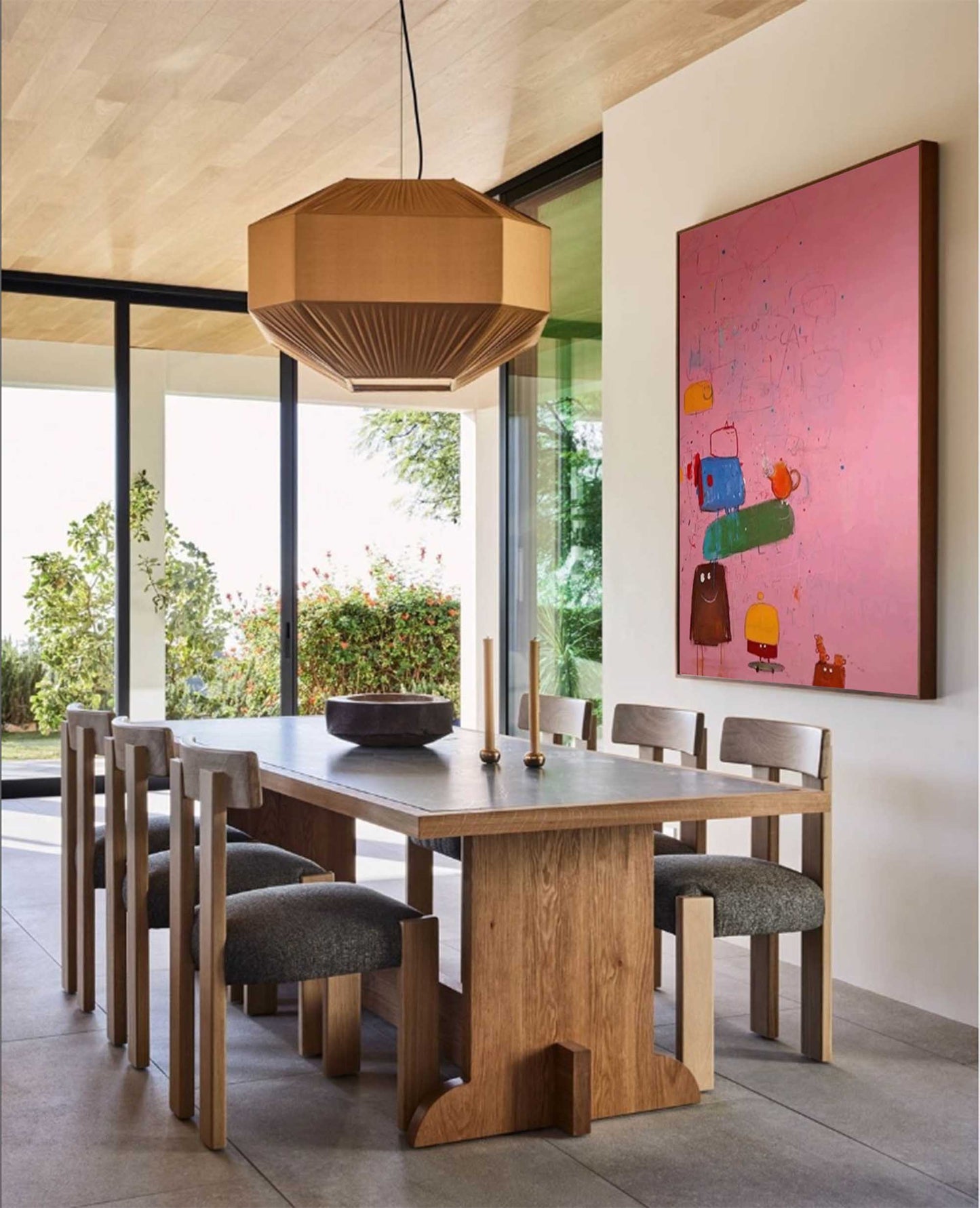 Tea Party Tower - Quirky Wall Art Whimsical Canvas Painting