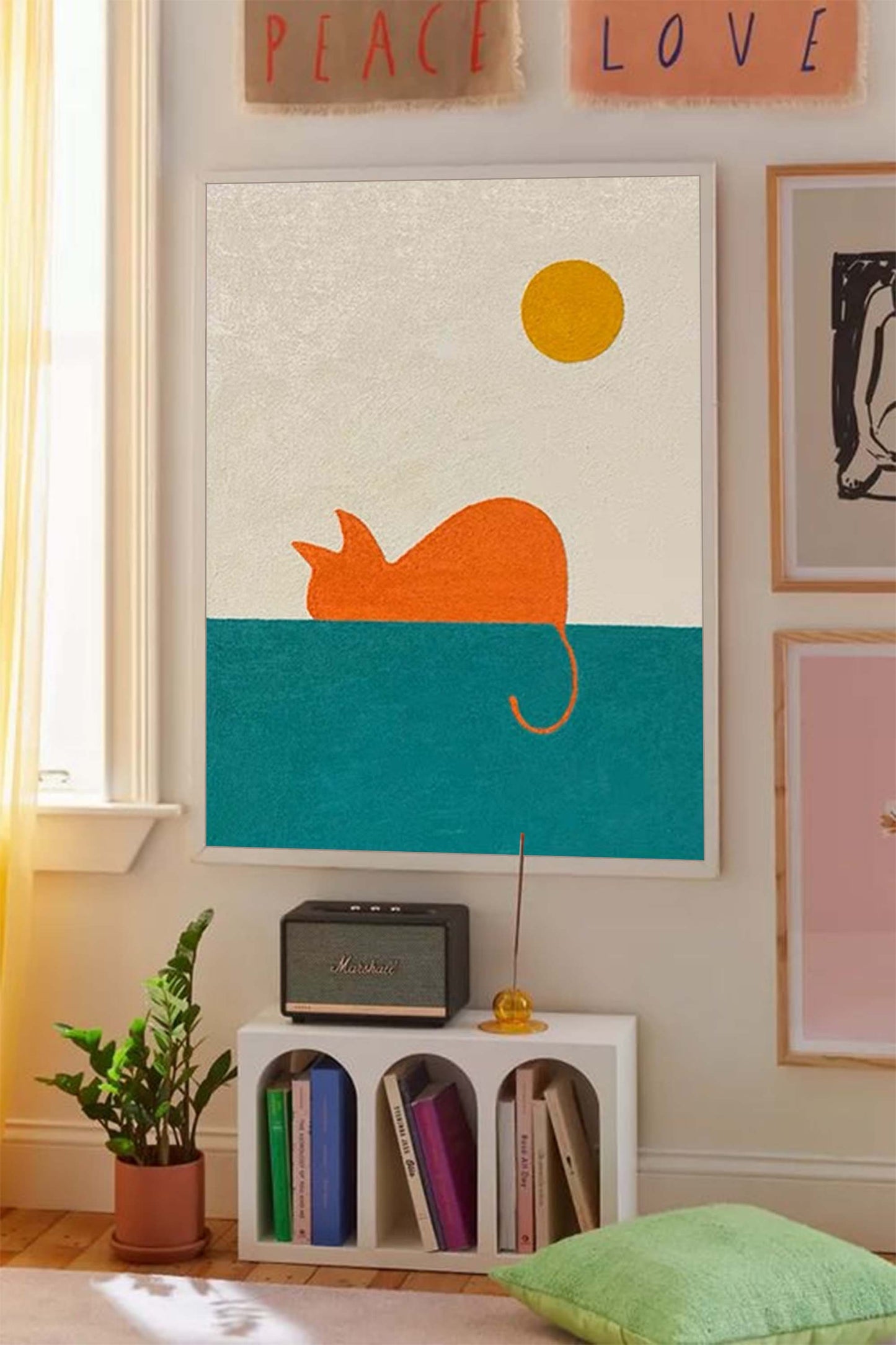 Sunset Watcher - Minimalist Cat Art Modern Wall Decor