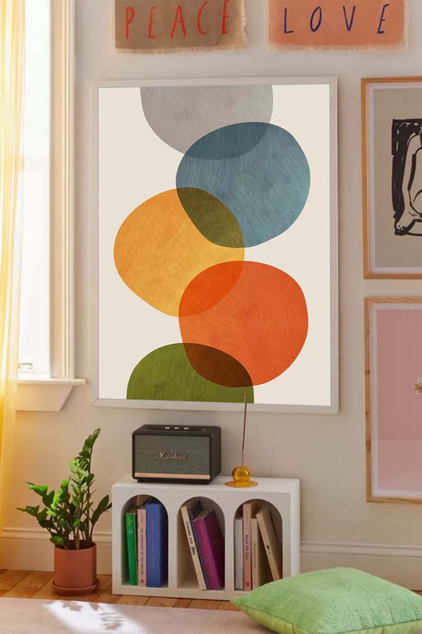 Overlapping Circles - Mid Century Modern Wall Art Canvas Print