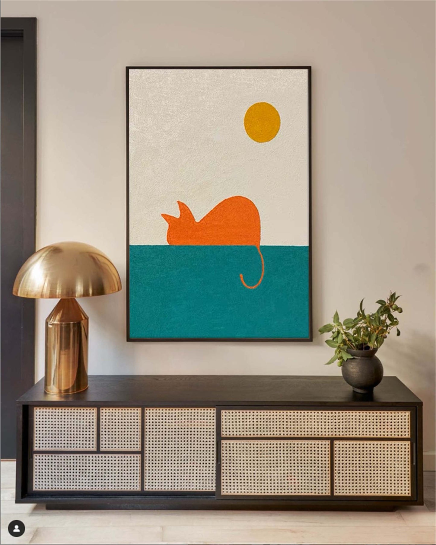 Sunset Watcher - Minimalist Cat Art Modern Wall Decor