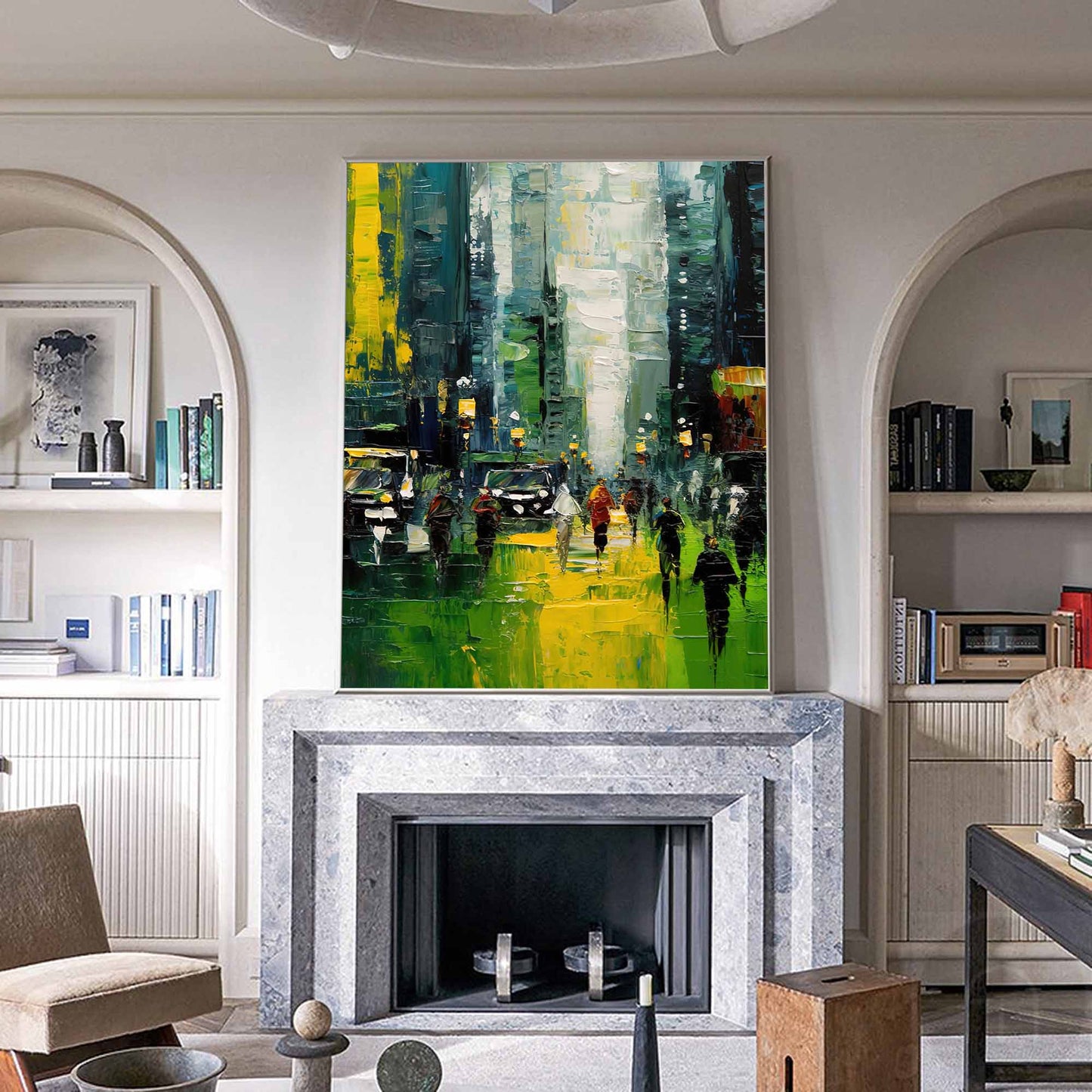 City Rain - Modern Wall Art for Living Room Abstract Cityscape Canvas