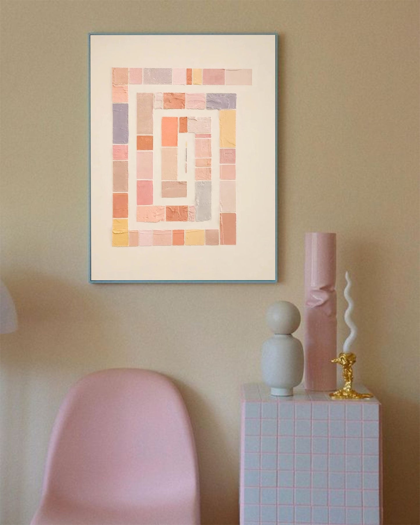 Pastel Maze - Minimalist Abstract Art Geometric Canvas