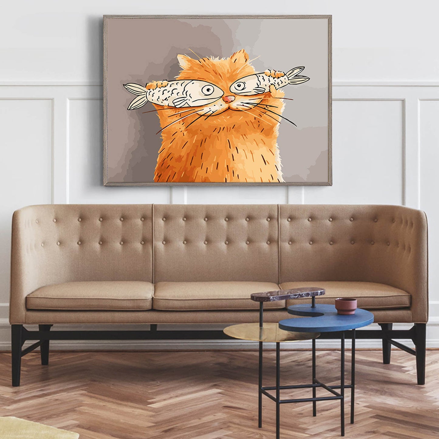 Fish Glasses - Funny Wall Art Quirky Cat Canvas Painting
