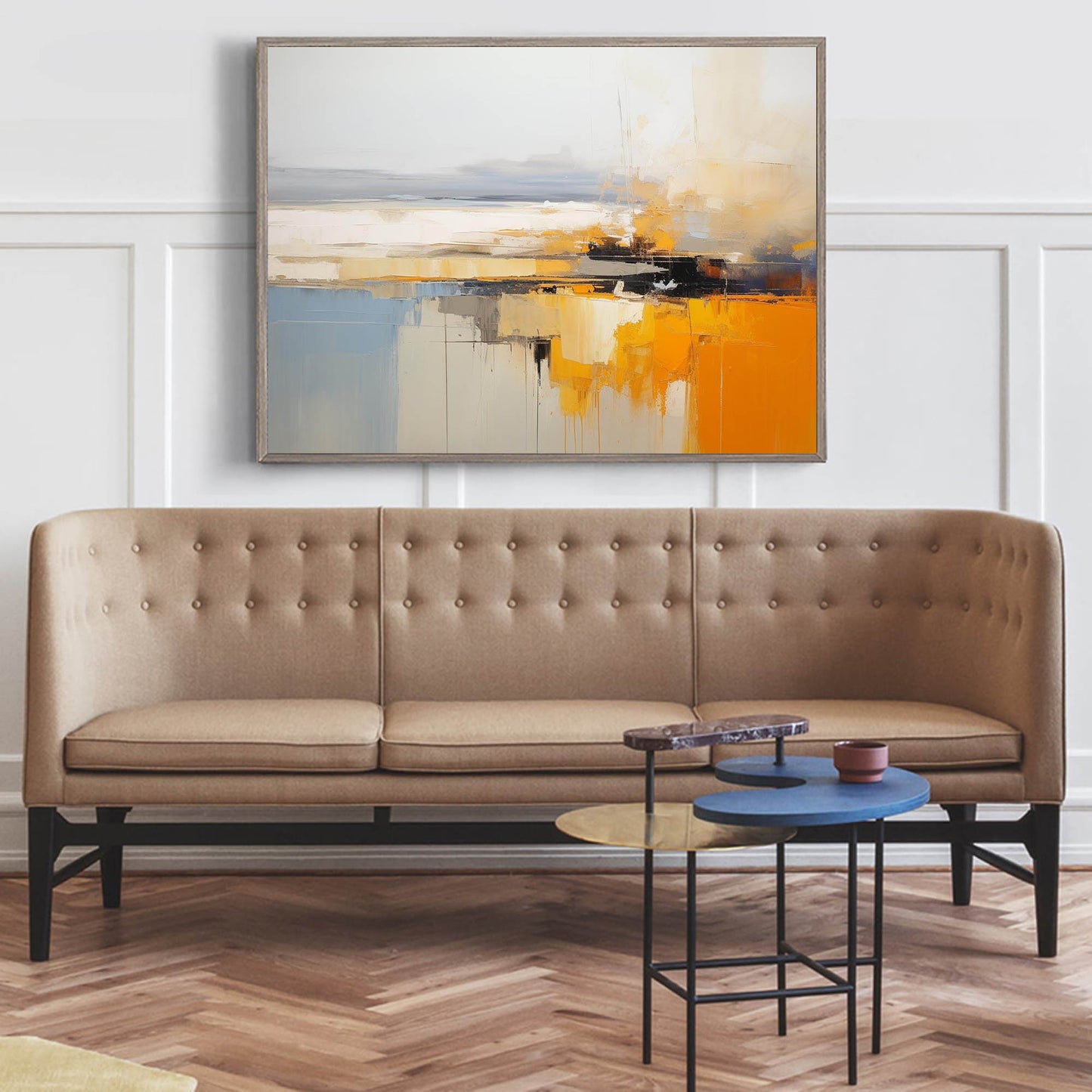 Horizon Block - Orange Wall Art Abstract Landscape Canvas