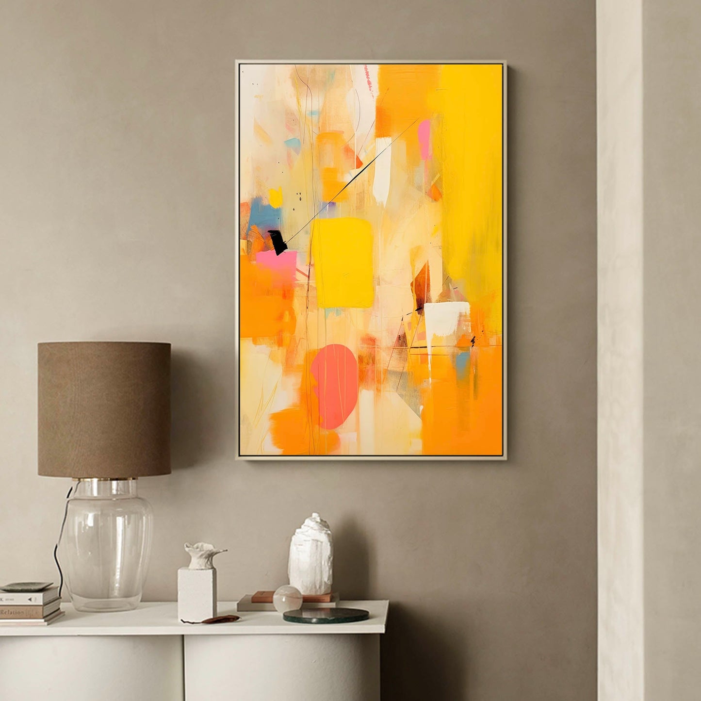 Urban Sunshine - Large Geometric Abstract Oil Painting in Yellow