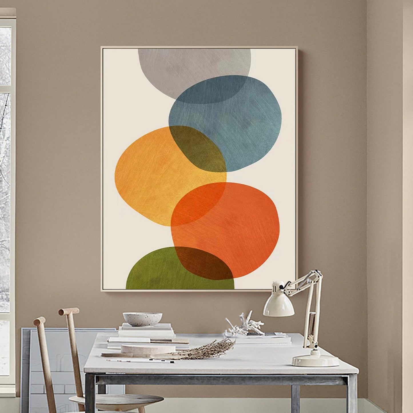 Overlapping Circles - Mid Century Modern Wall Art Canvas Print