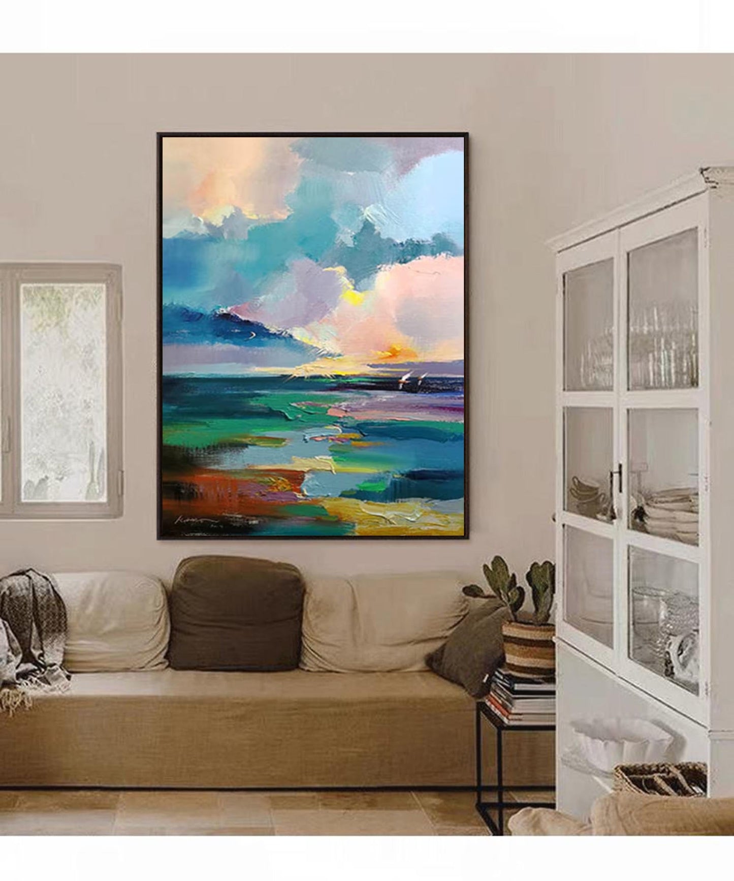 Sunset Horizon - Abstract Seascape Painting Colorful Canvas Art