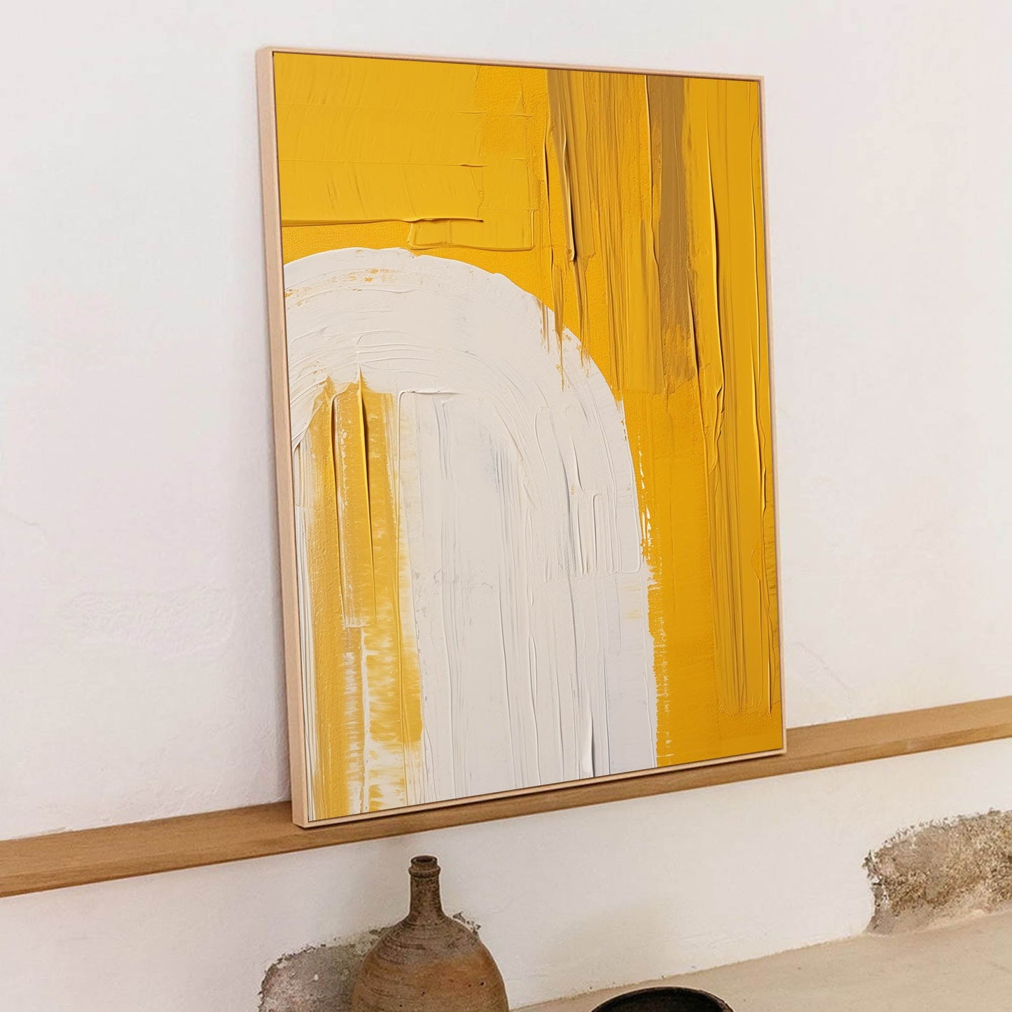 Golden Portal - Heavy Texture Yellow Art Wall Painting with Arch