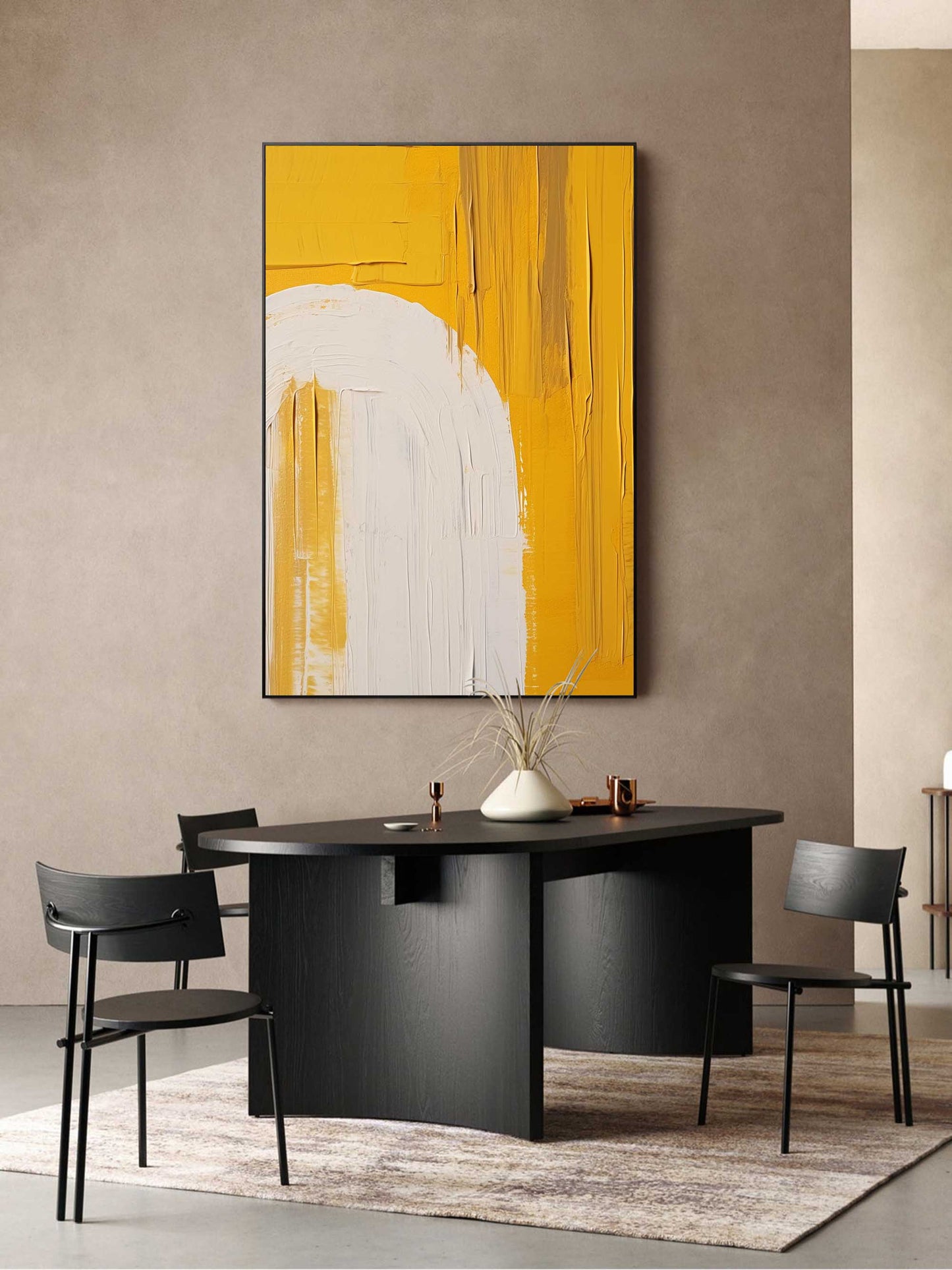 Golden Portal - Heavy Texture Yellow Art Wall Painting with Arch
