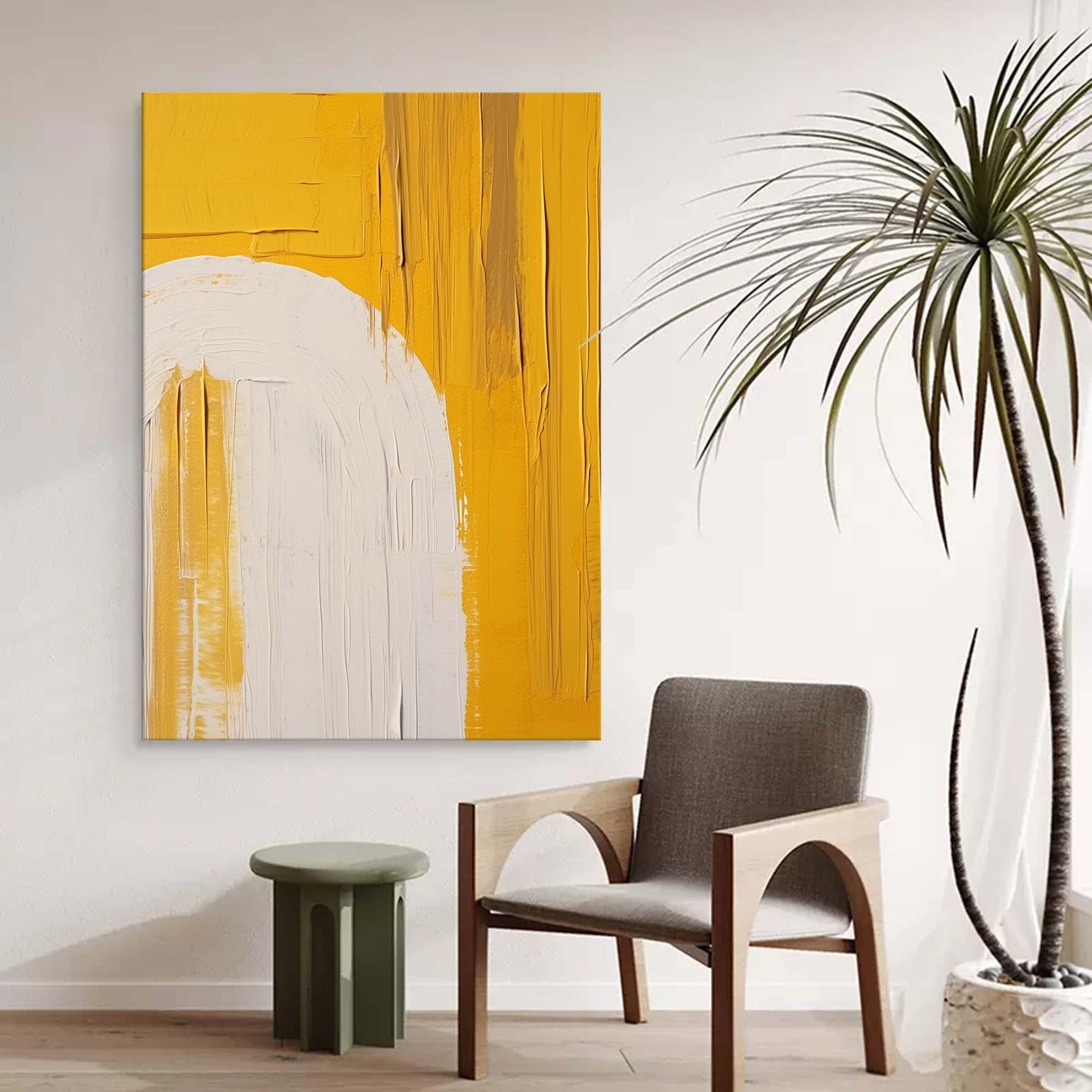 Golden Portal - Heavy Texture Yellow Art Wall Painting with Arch