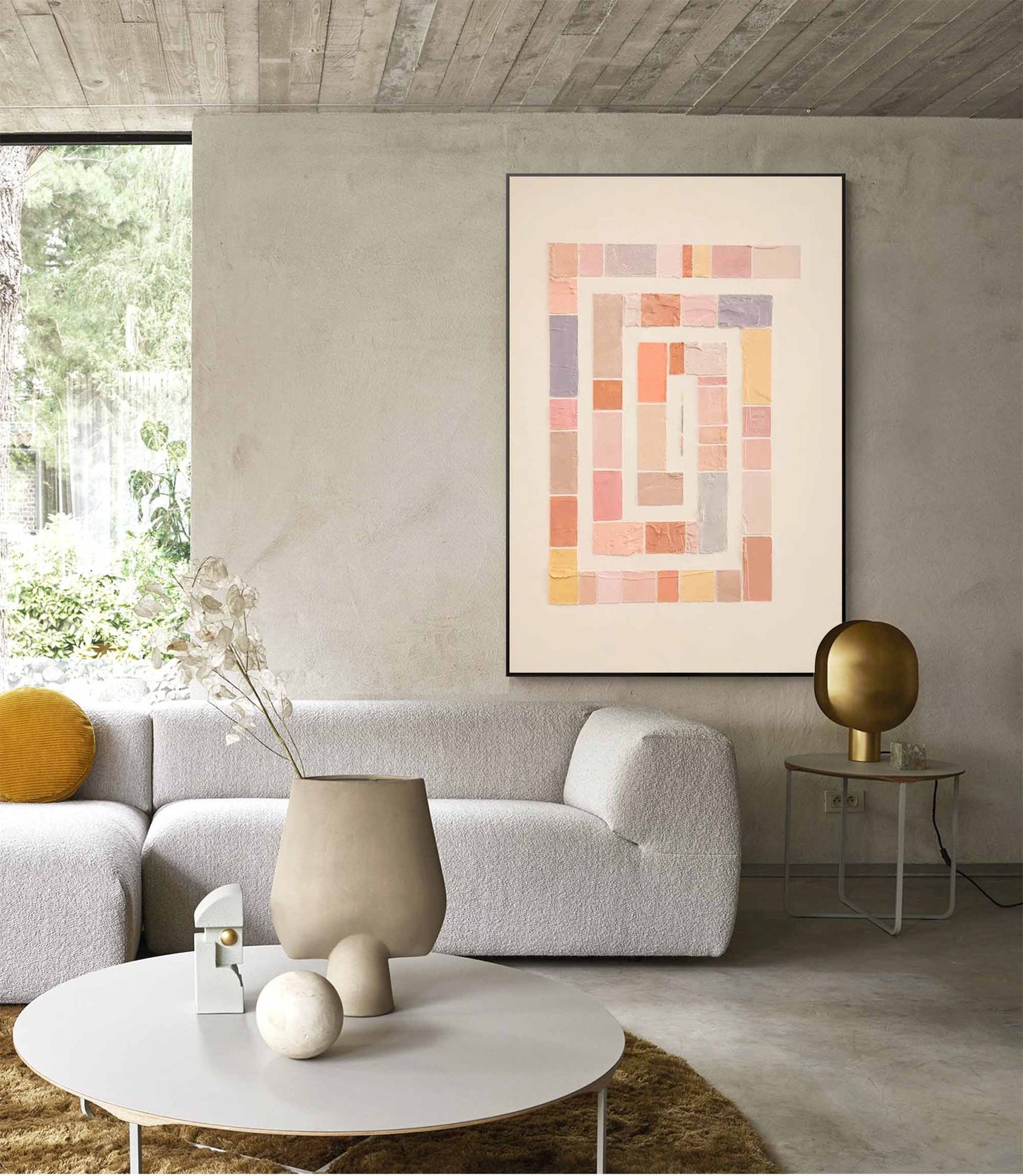 Pastel Maze - Minimalist Abstract Art Geometric Canvas