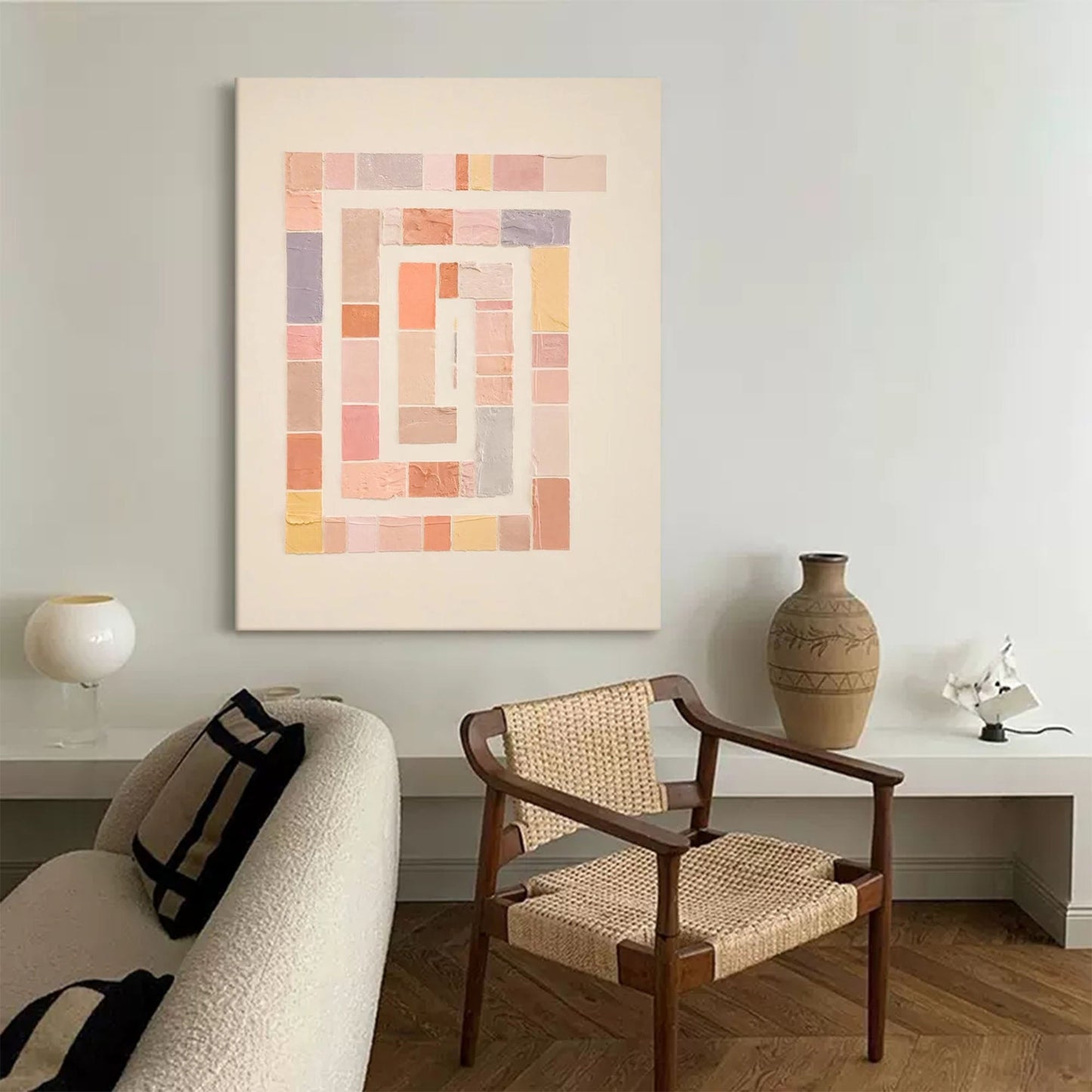 Pastel Maze - Minimalist Abstract Art Geometric Canvas