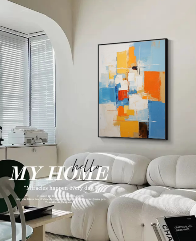 City Blocks - Modern Abstract Vertical Wall Art Canvas