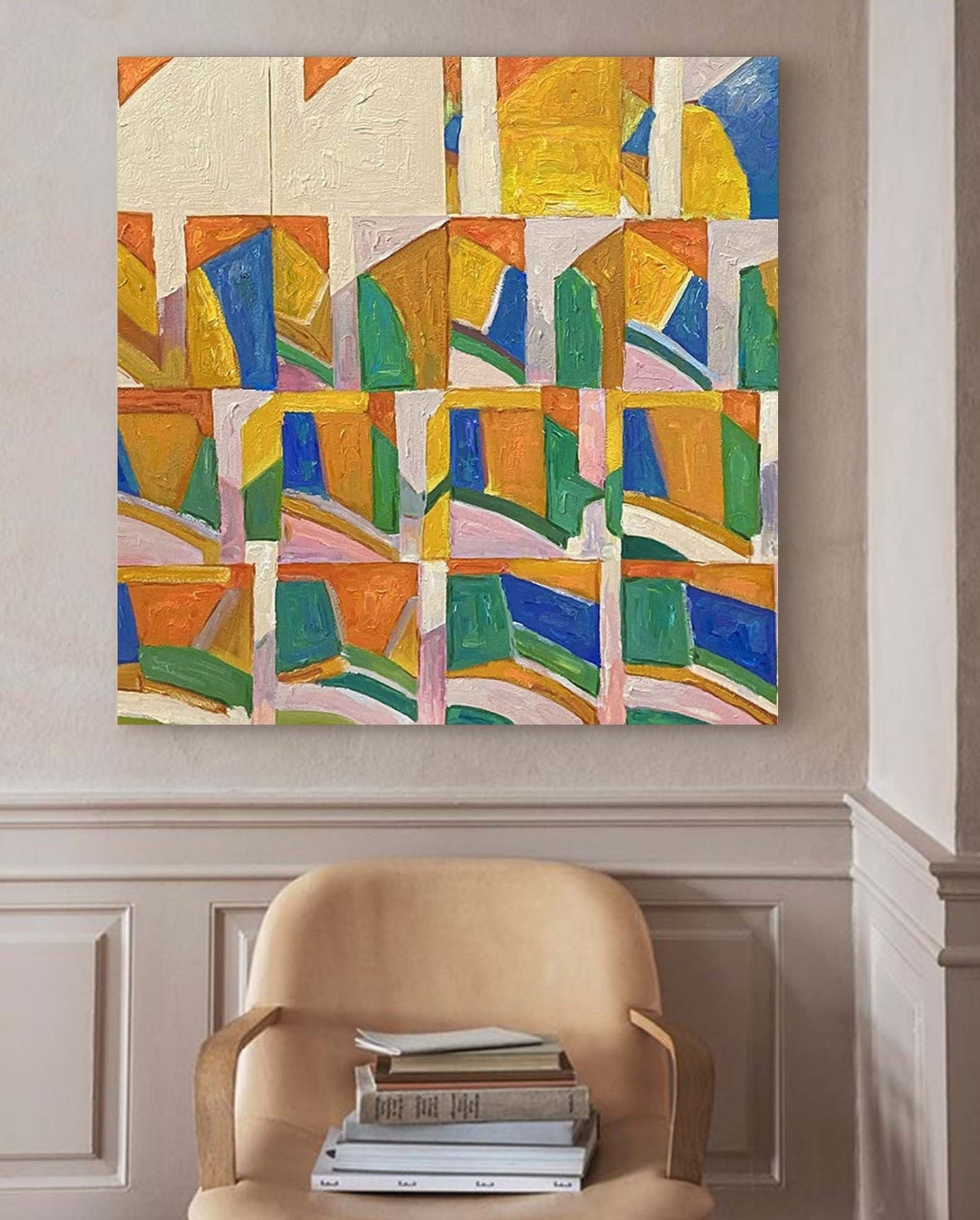 Kaleidoscope Grid - Colorful Abstract Wall Art Geometric Canvas