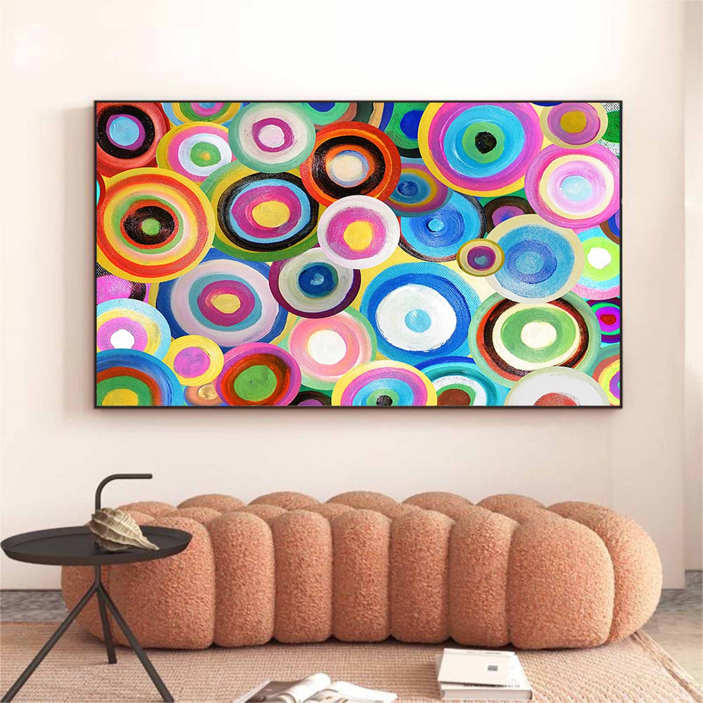 Cosmic Circles - Vibrant Retro Wall Art, Colorful Abstract Circle Painting