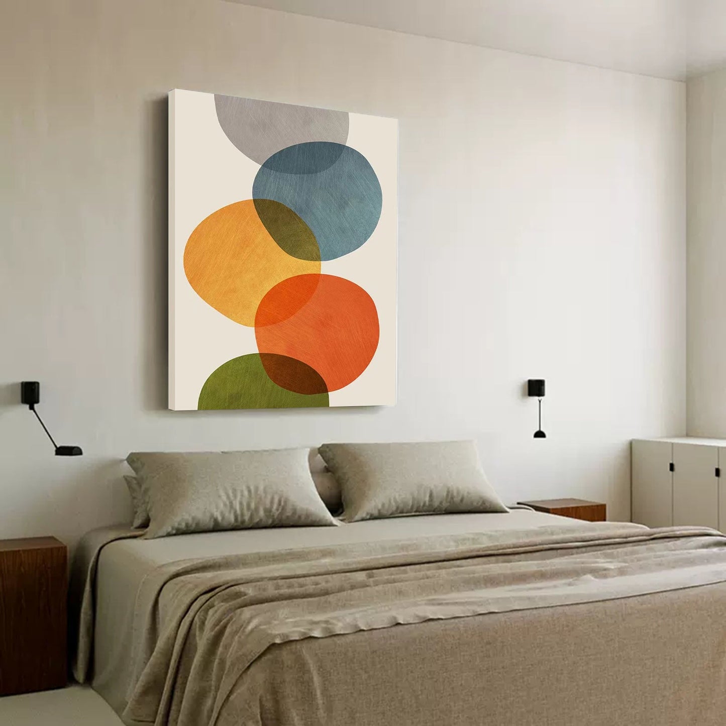 Overlapping Circles - Mid Century Modern Wall Art Canvas Print