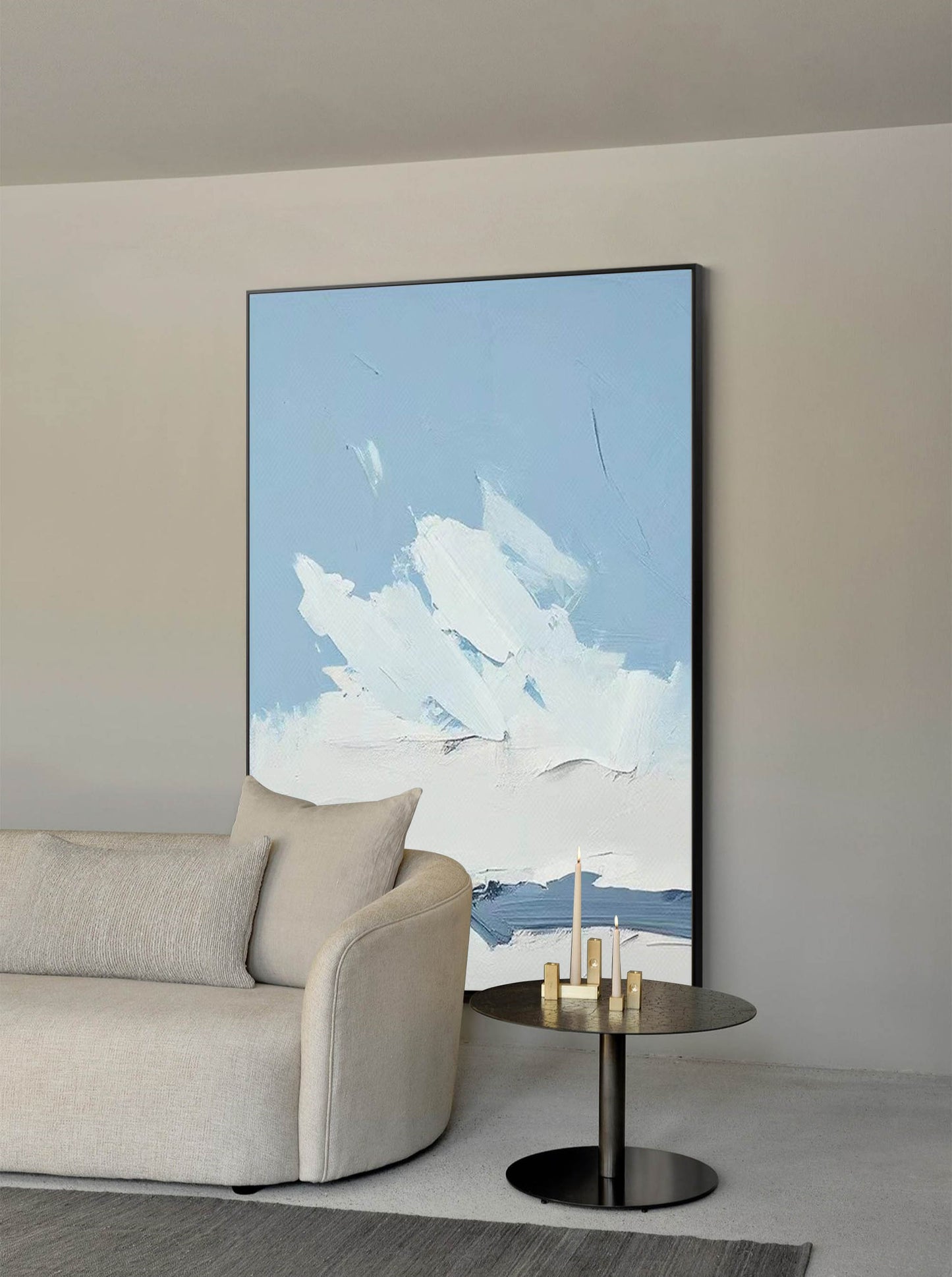 Winter Peak - Blue and White Mountain Wall Art Canvas