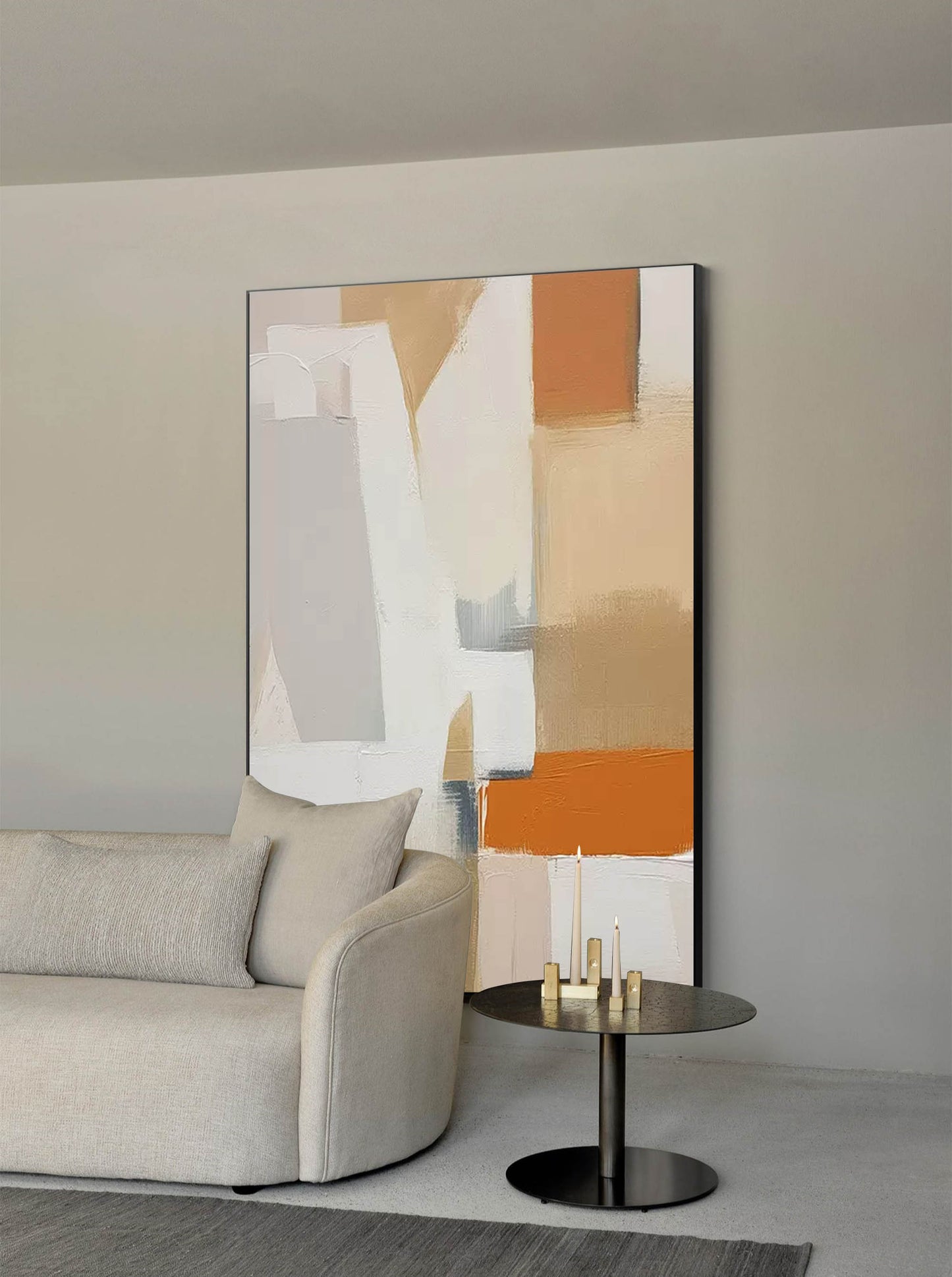Earthen Forms - Neutral Abstract Canvas Paintings with Warm Terracotta Tones