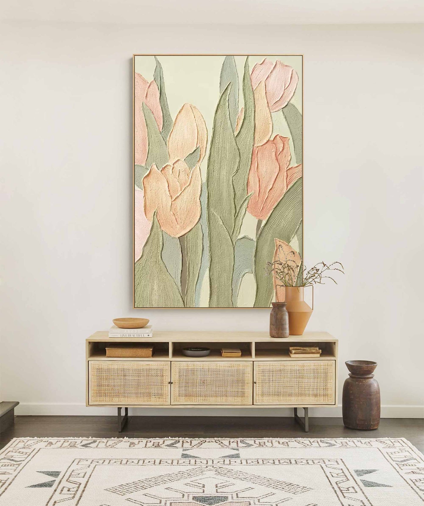 Spring Garden - Vintage Floral Tulip Wall Art for Shabby Chic Decor