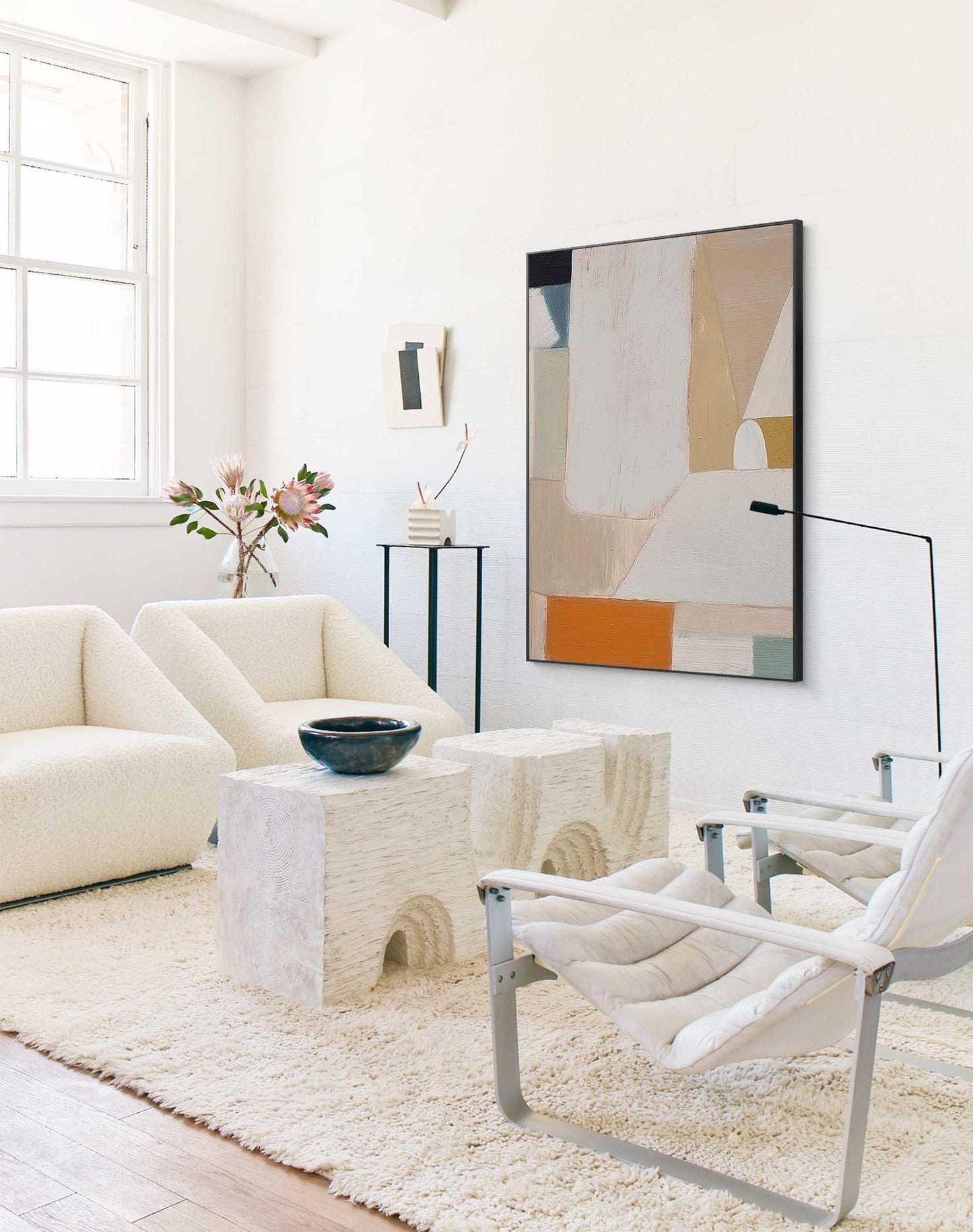 Architectural Calm - Beige Wall art Minimalist Geometric Canvas