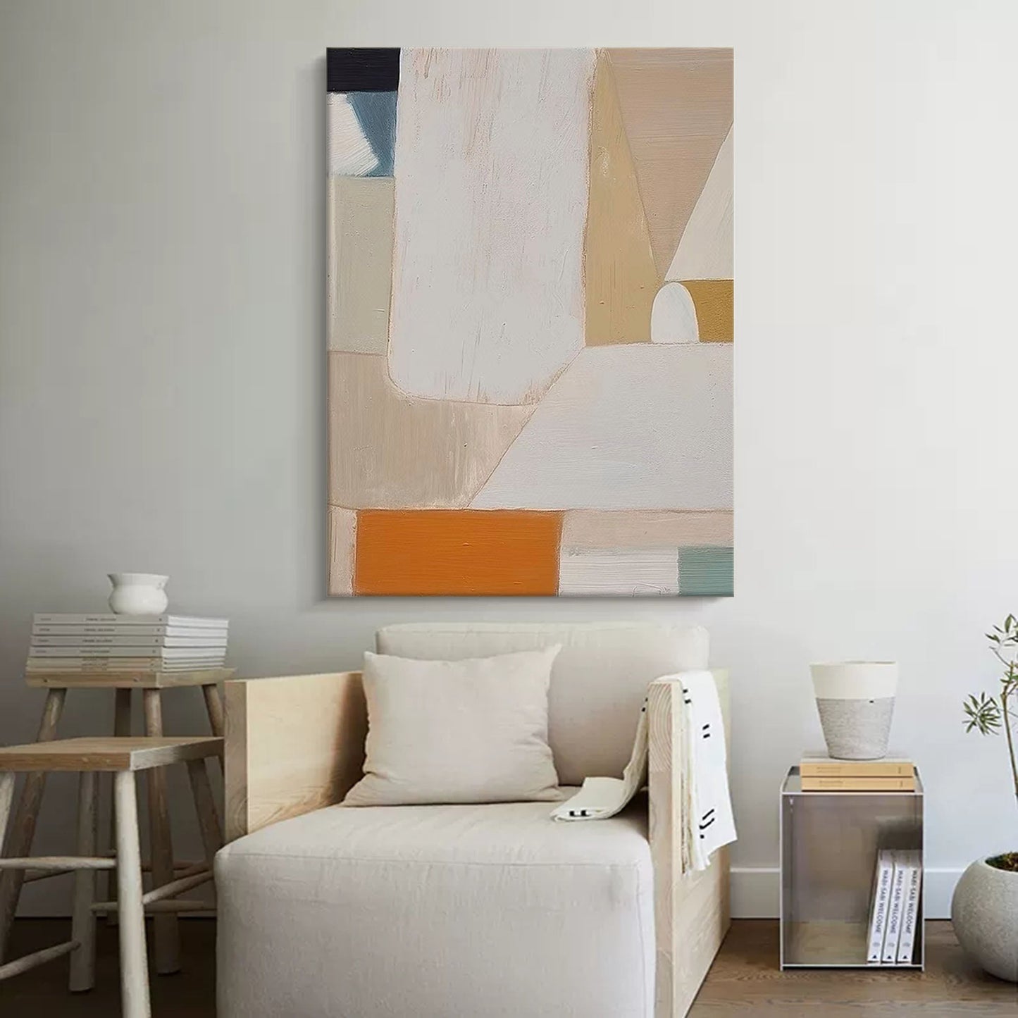 Architectural Calm - Beige Wall art Minimalist Geometric Canvas