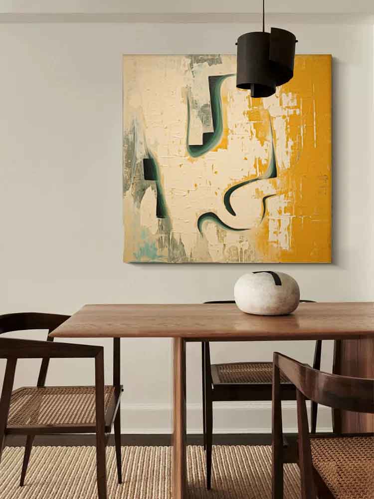 Calligraphy in Ochre - Modern Minimal Artwork Yellow & Black