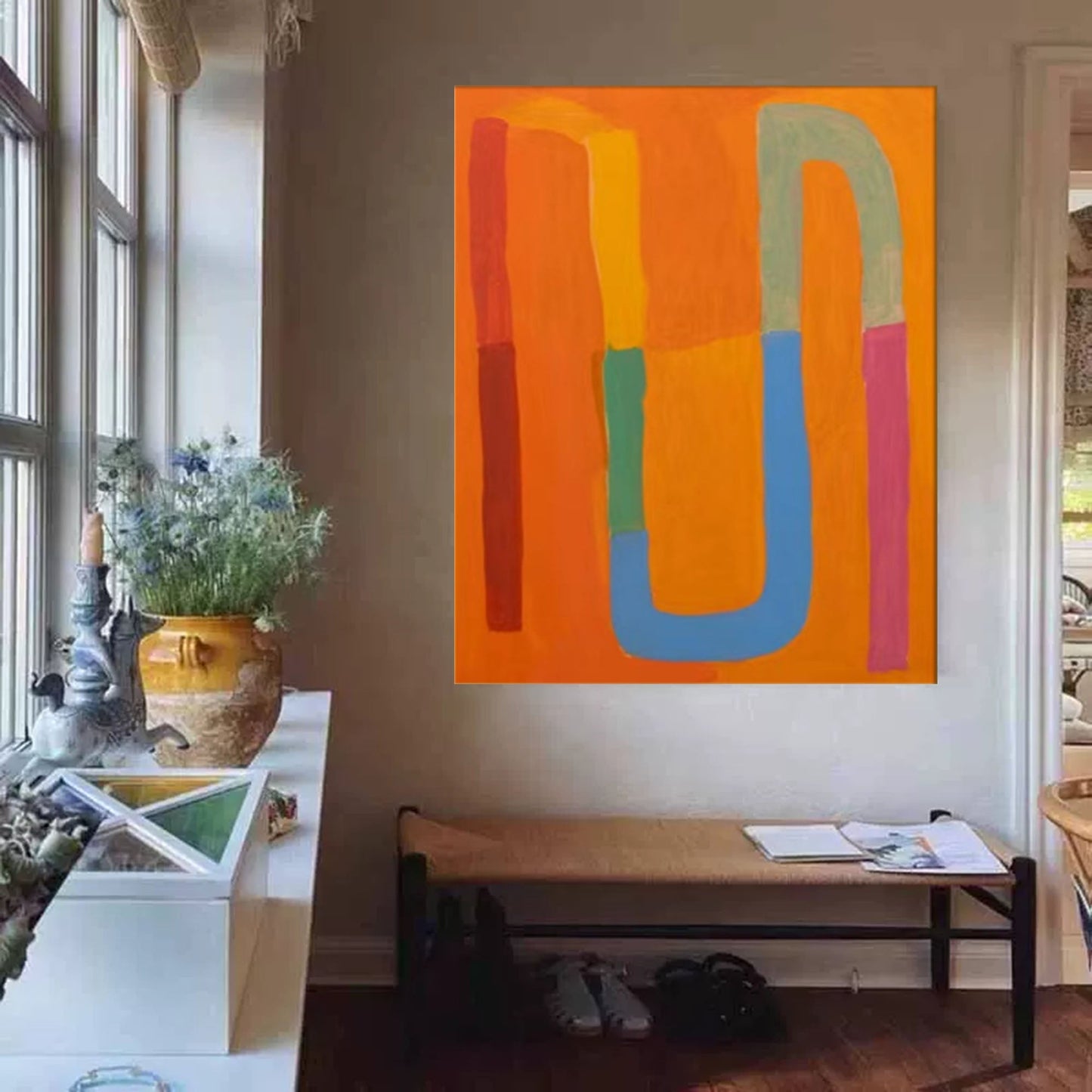 Vibrant Pathways - Modern Colorful Abstract Painting on Canvas for Living Room Decor