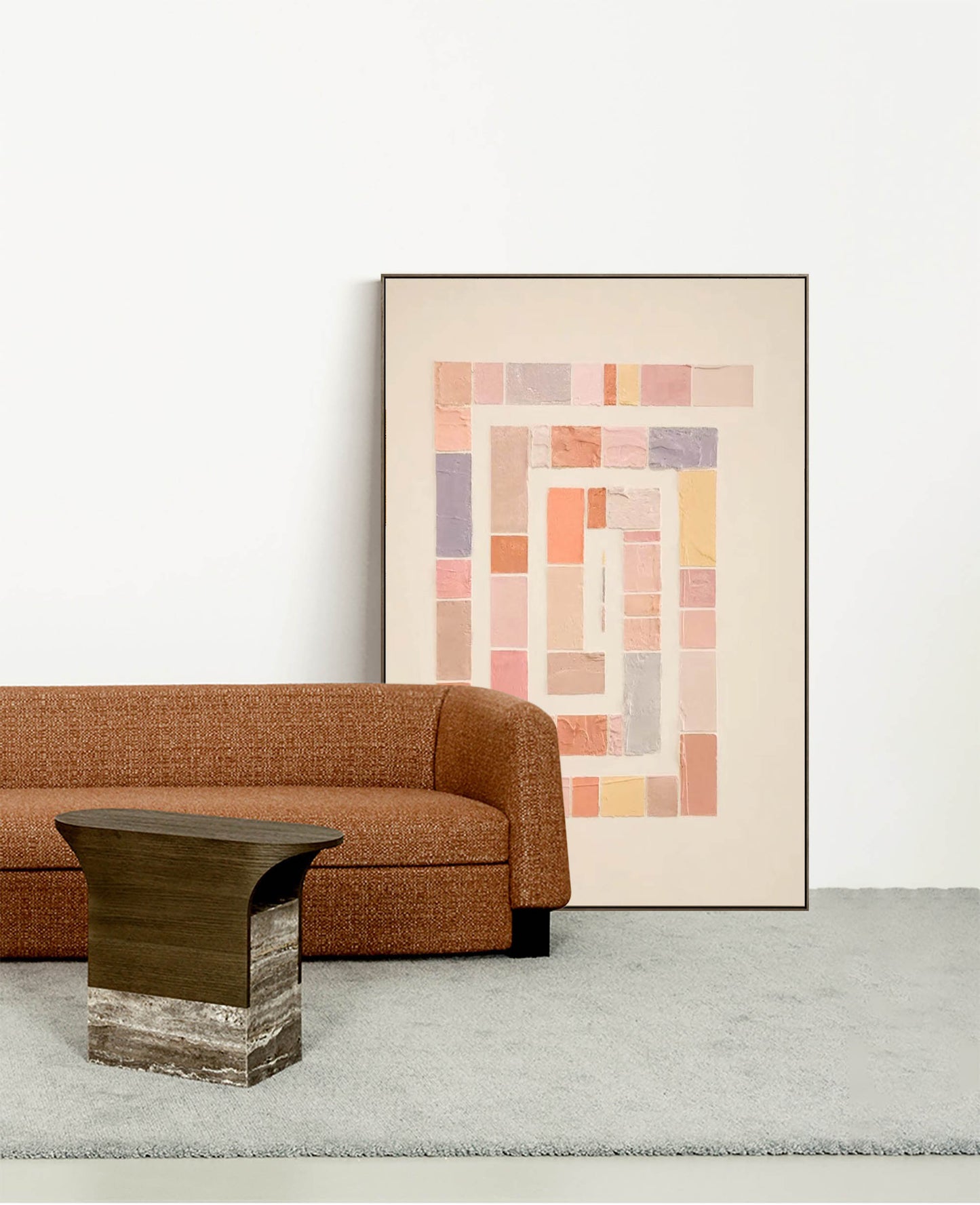 Pastel Maze - Minimalist Abstract Art Geometric Canvas