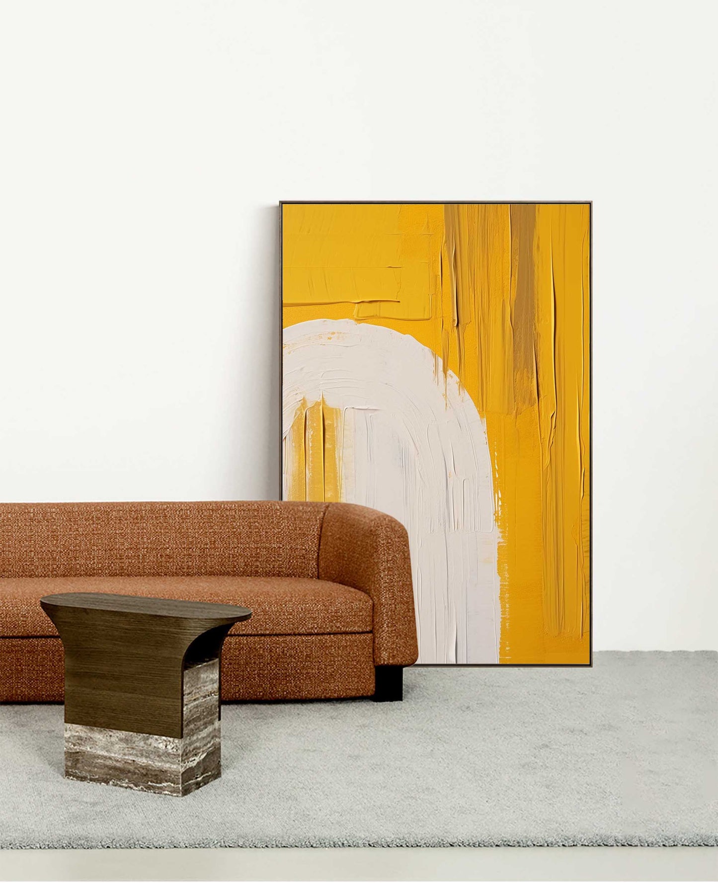 Golden Portal - Heavy Texture Yellow Art Wall Painting with Arch