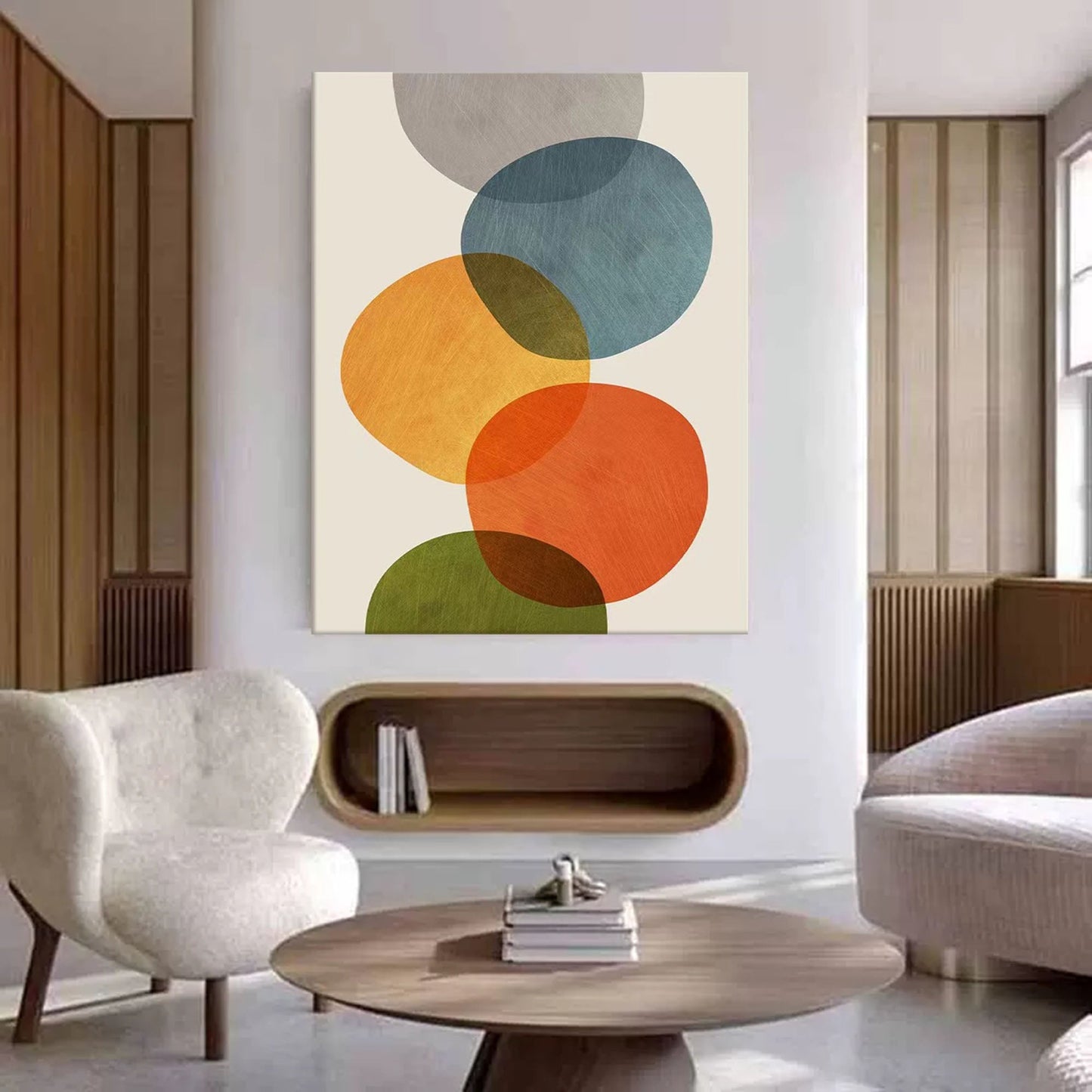Overlapping Circles - Mid Century Modern Wall Art Canvas Print