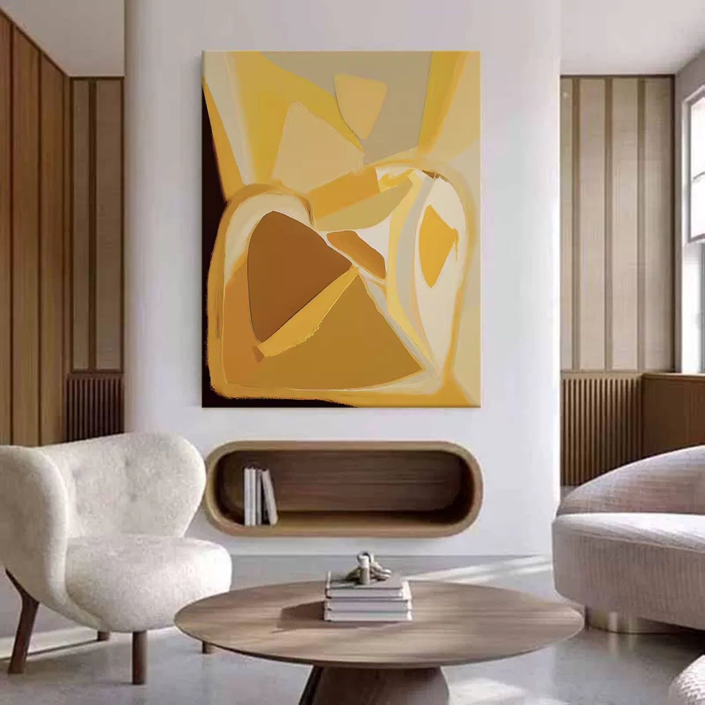 Ochre Forms - Mid Century Modern Wall Art Minimalist Abstract