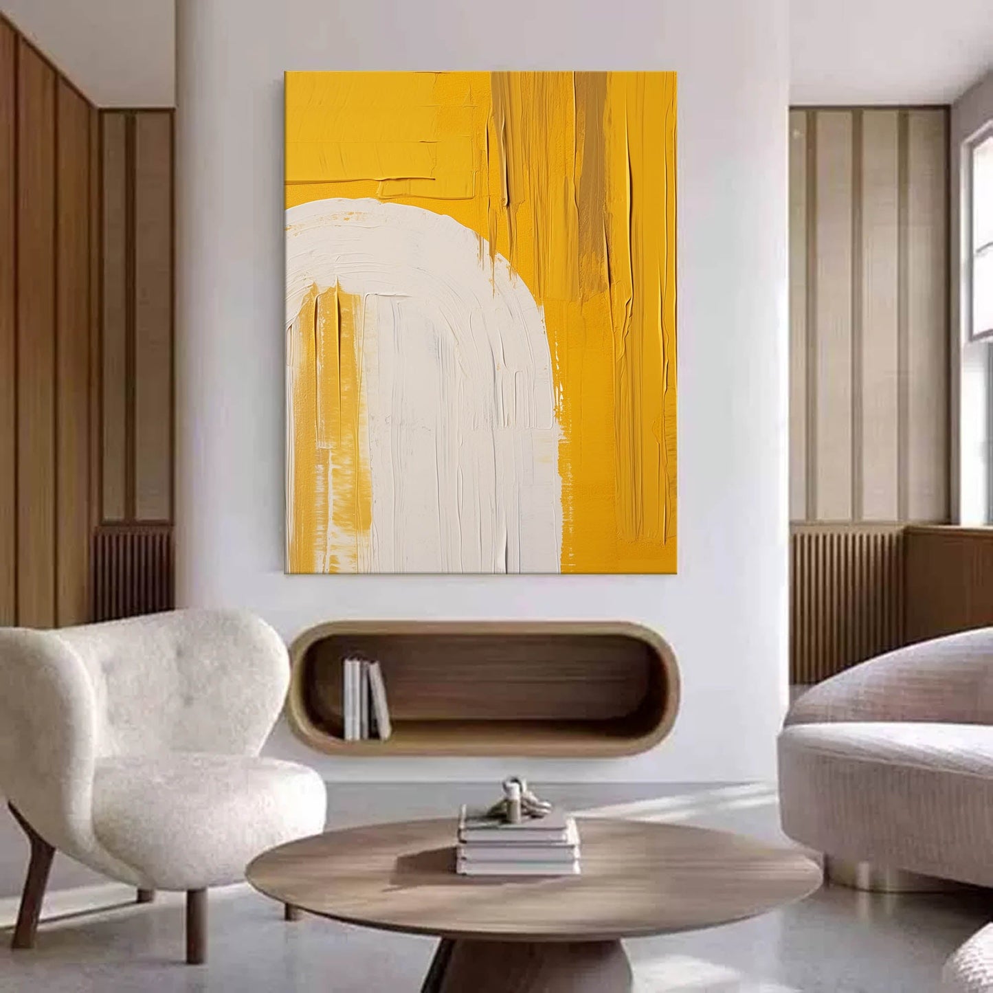 Golden Portal - Heavy Texture Yellow Art Wall Painting with Arch