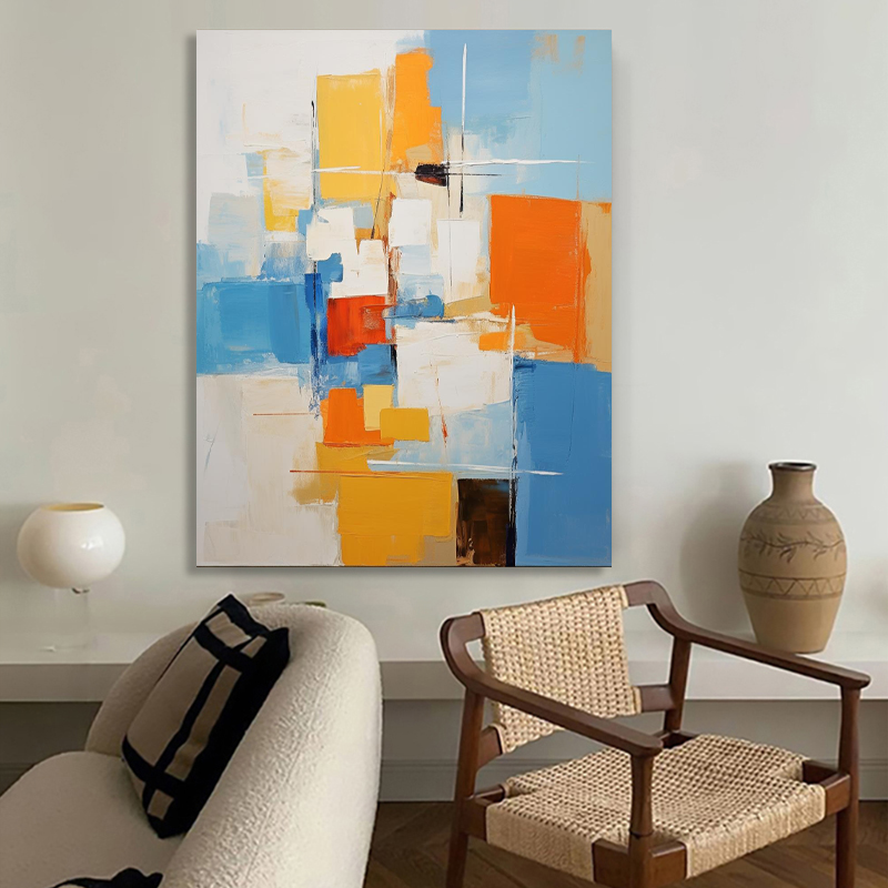 City Blocks - Modern Abstract Vertical Wall Art Canvas